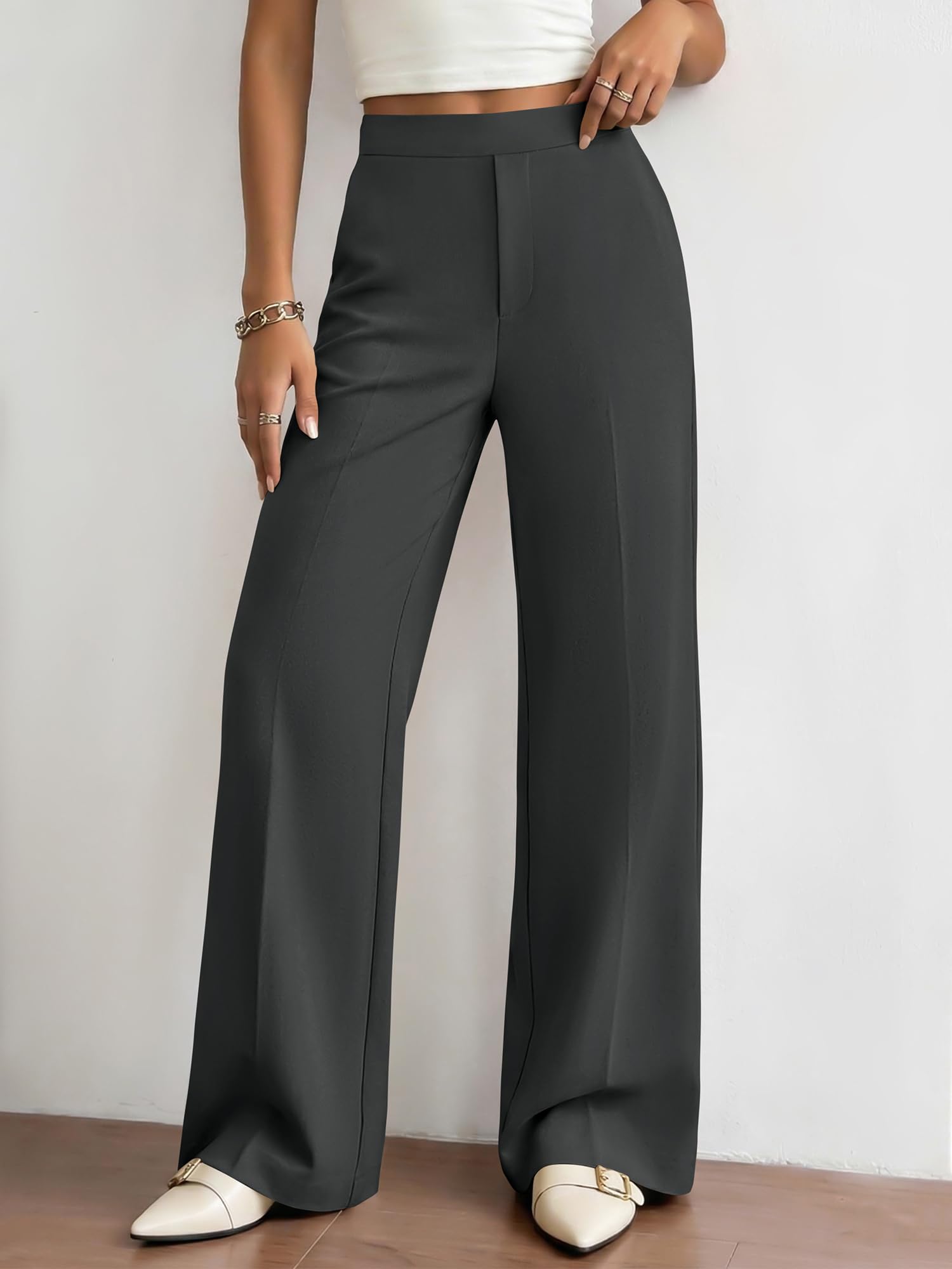 BTFBM Womens Dress Pants Wide Leg Trousers Pockets | High Waisted Long Business Casual Slacks Fall Fashion