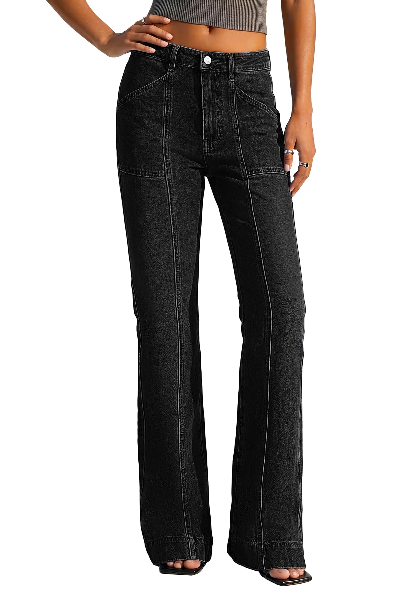 BTFBM Straight Leg Jeans for Women Stretchy Curve Appeal Pants Front Seam, Little Flare Bootcut Jean, High Waisted Denim Pockets, Travel Airport Outfits, Trendy Fall Fashion Clothing