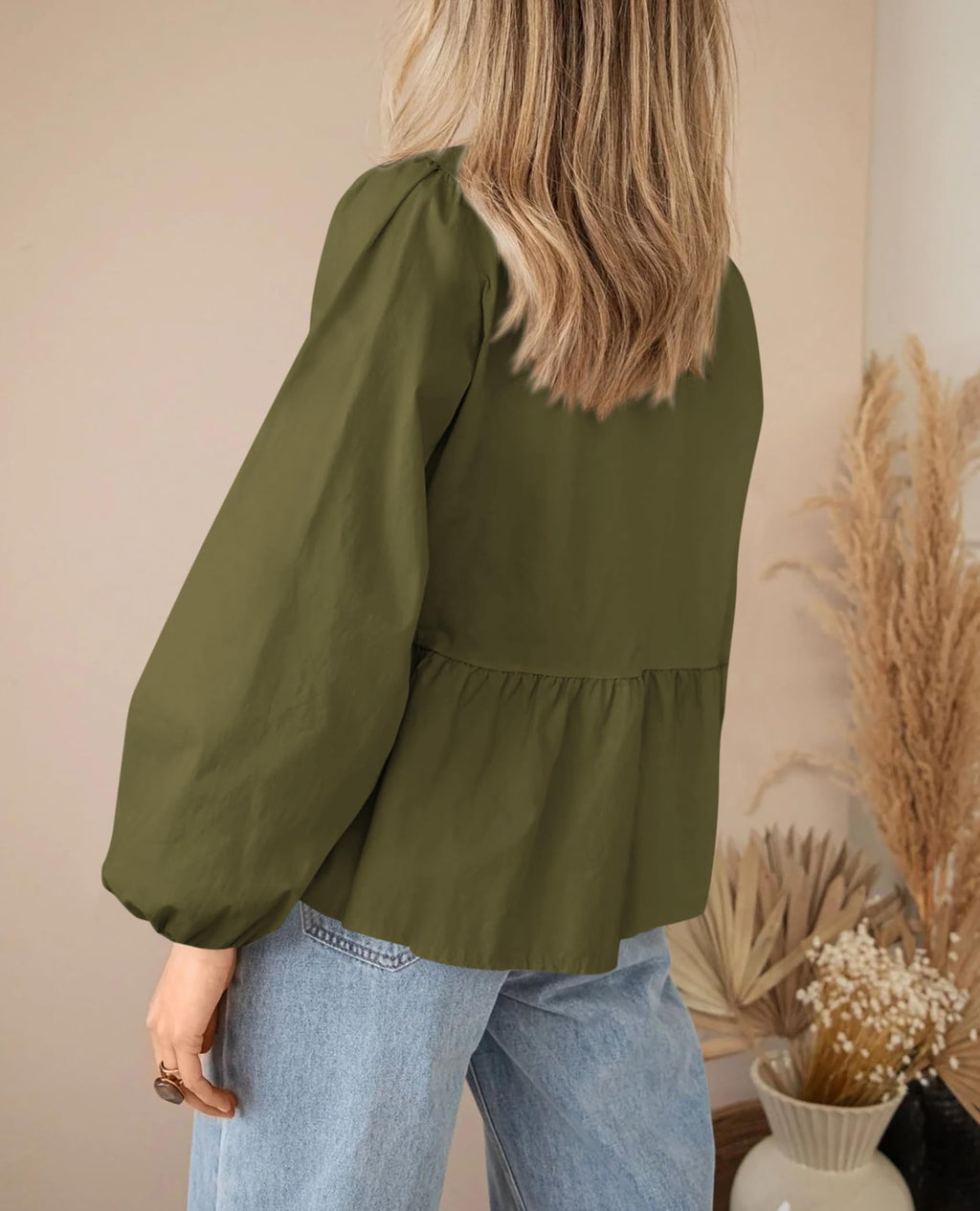 PRETTYGARDEN Women's Spring Fall Babydoll Peplum Blouse Shirt Puff Long Sleeve Bow Tie Front Trendy Cute Y2K Going Out Tops