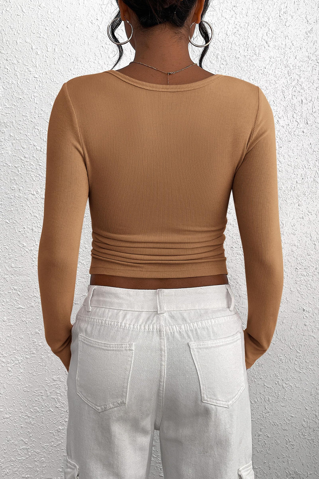 PRETTYGARDEN Women's Fall Long Sleeve Henley T Shirts Button Ribbed Knit Slim Fit Basic Tops Blouse Casual Outfits