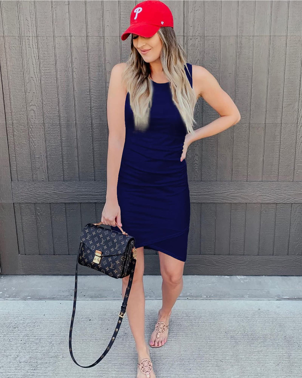 FreshPretty Women Summer Dresses Sleeveless Tank Ruched Bodycon Sundresses for Women Party Beach Mini Casual Spring Dress