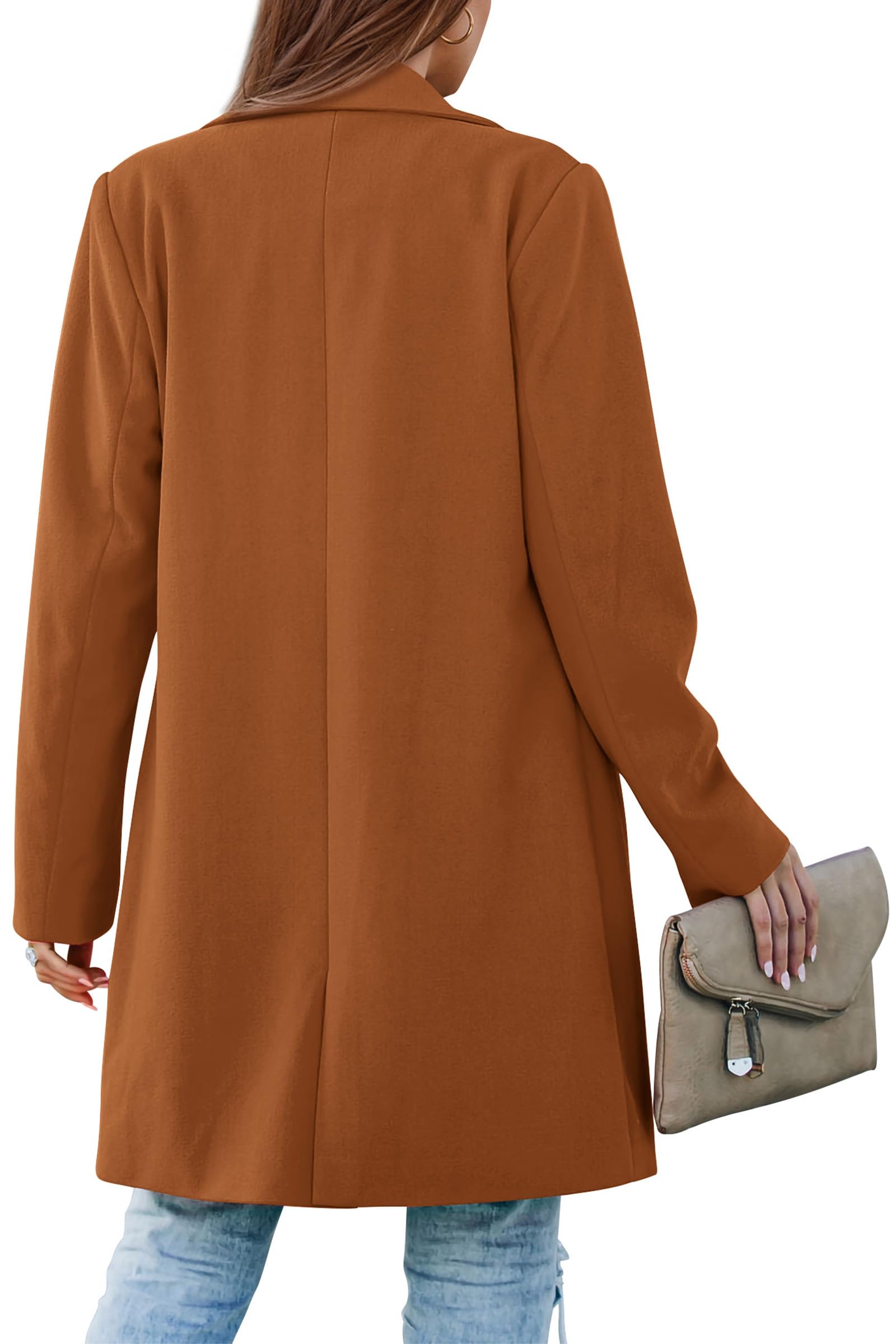 PRETTYGARDEN Women's Spring Fall Long Blazer Jackets Long Sleeve Lapel Pockets Loose Fit Work Casual Blazers Outerwear