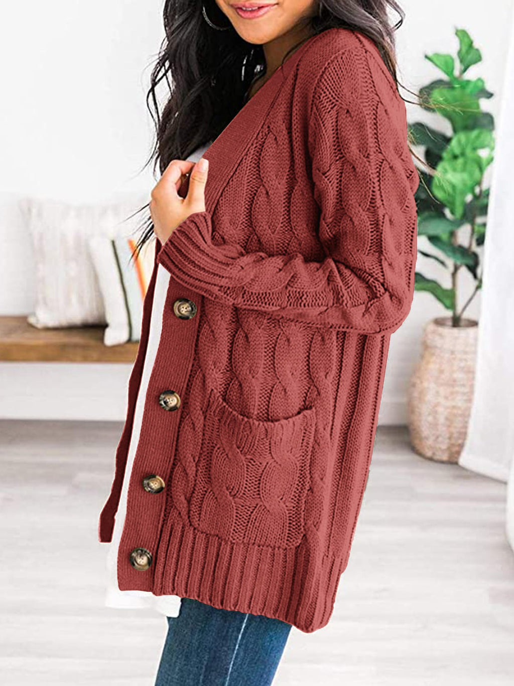 PRETTYGARDEN Women's Open Front Cardigan Sweaters Fall Fashion Button Down Cable Knit Chunky Winter Clothing Outerwear Coats