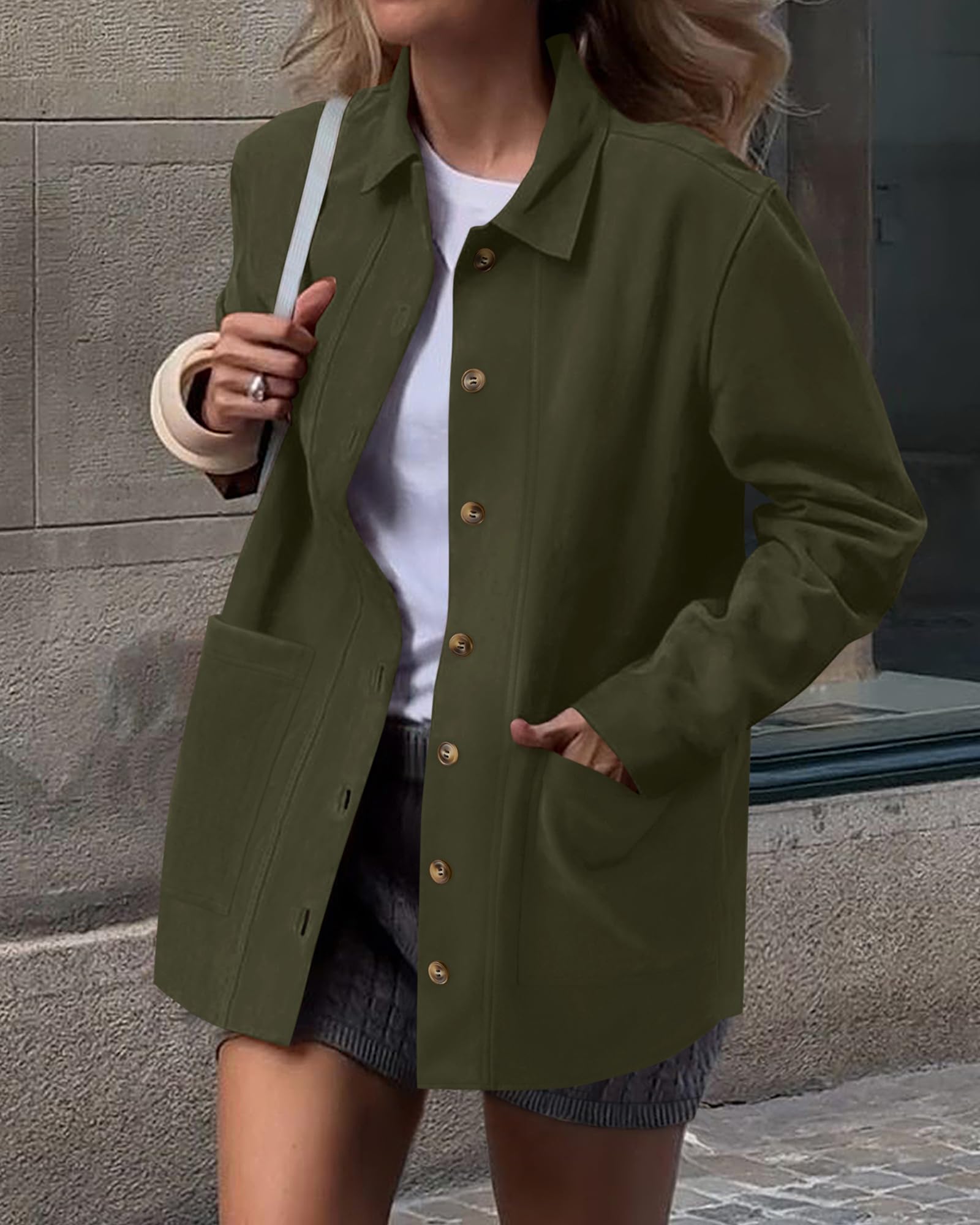 BTFBM Faux Suede Jacket Women Fall Fashion Leather Jackets Long Sleeve Button Down Winter Coats Shackets Outerwear