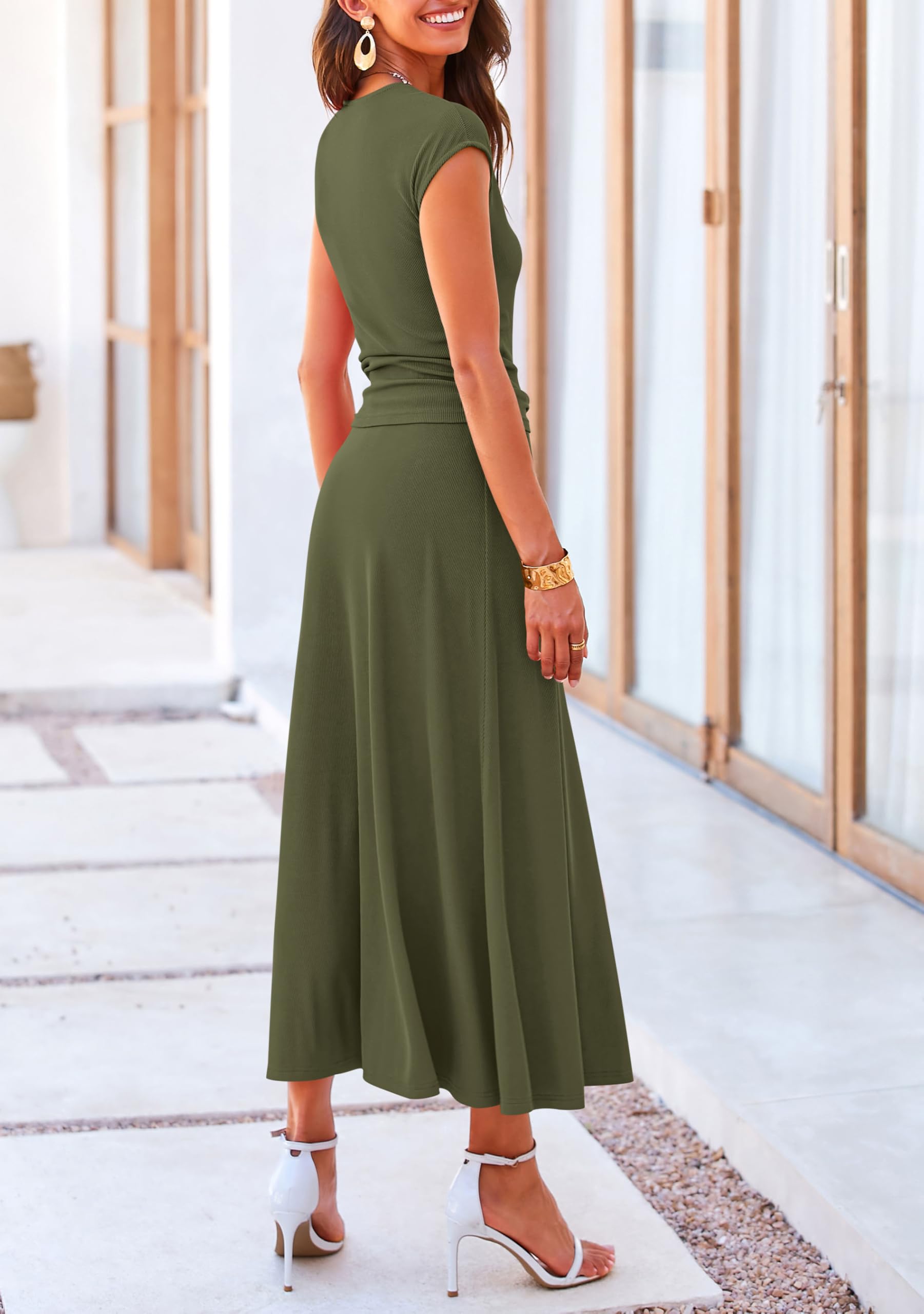 PRETTYGARDEN Two Piece Skirt Set for Women Summer Spring Dressy Casual Knit Travel Vacation Matching Lounge Outfits
