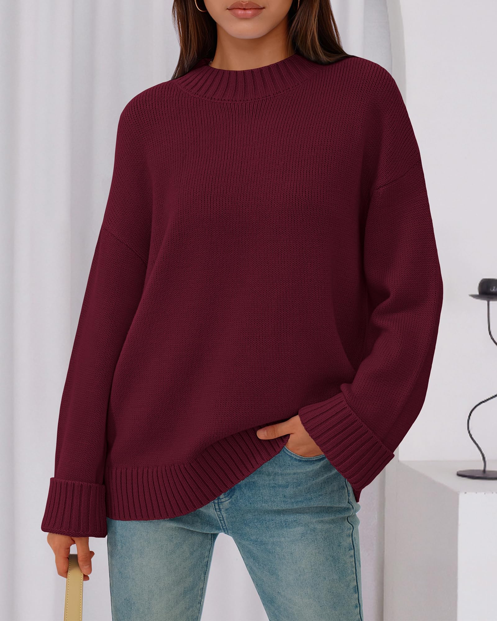 BTFBM Sweaters for Women Casual Crewneck Long Sleeve Loose Ribbed Knit Pullover Sweater Winter Clothes Fall Outfits