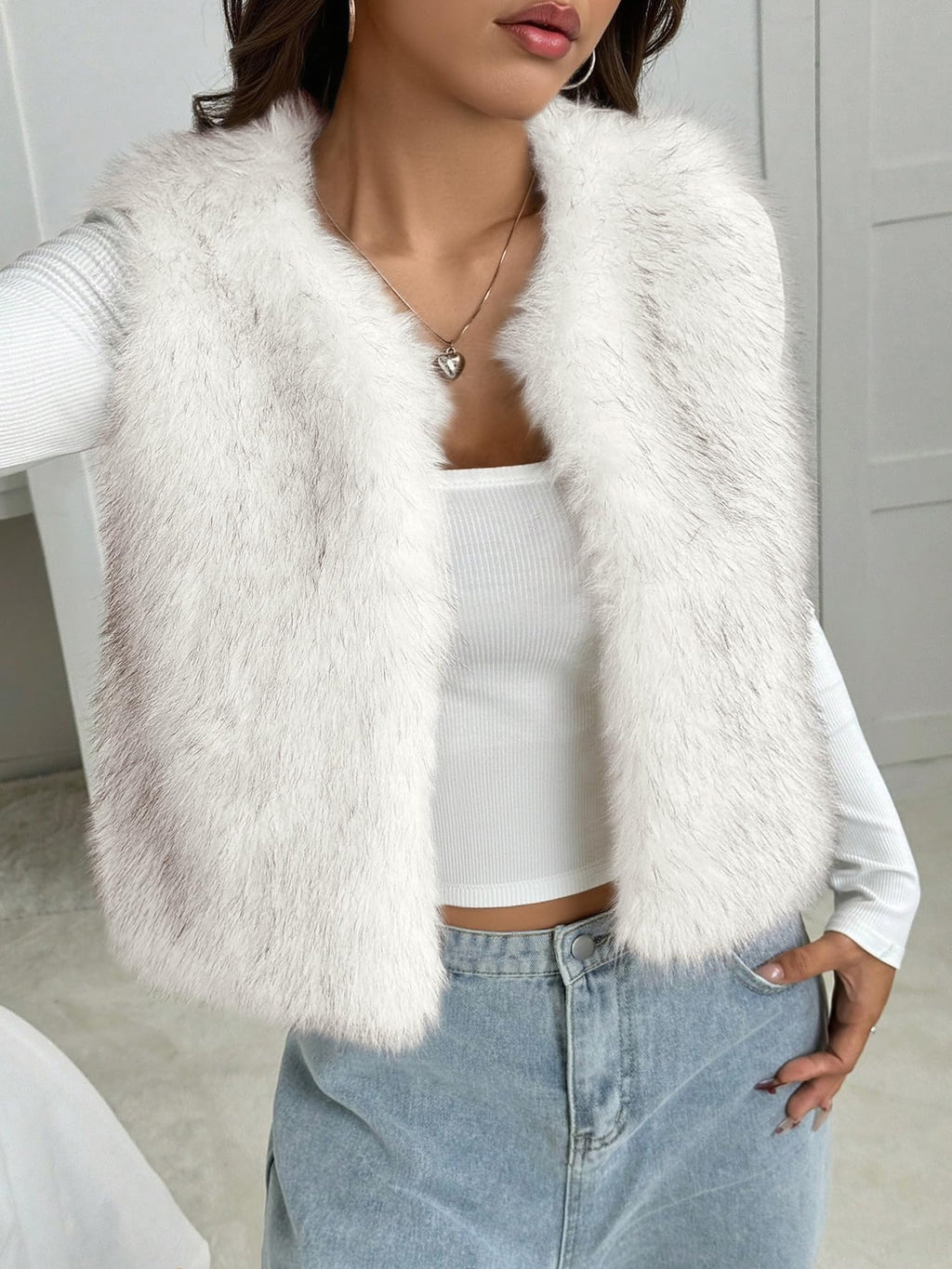 BTFBM Faux Fur Vest Women Fall Fashion Sleeveless Fuzzy Jacket Fluffy Coats Winter Clothing Furry Outerwear Vests