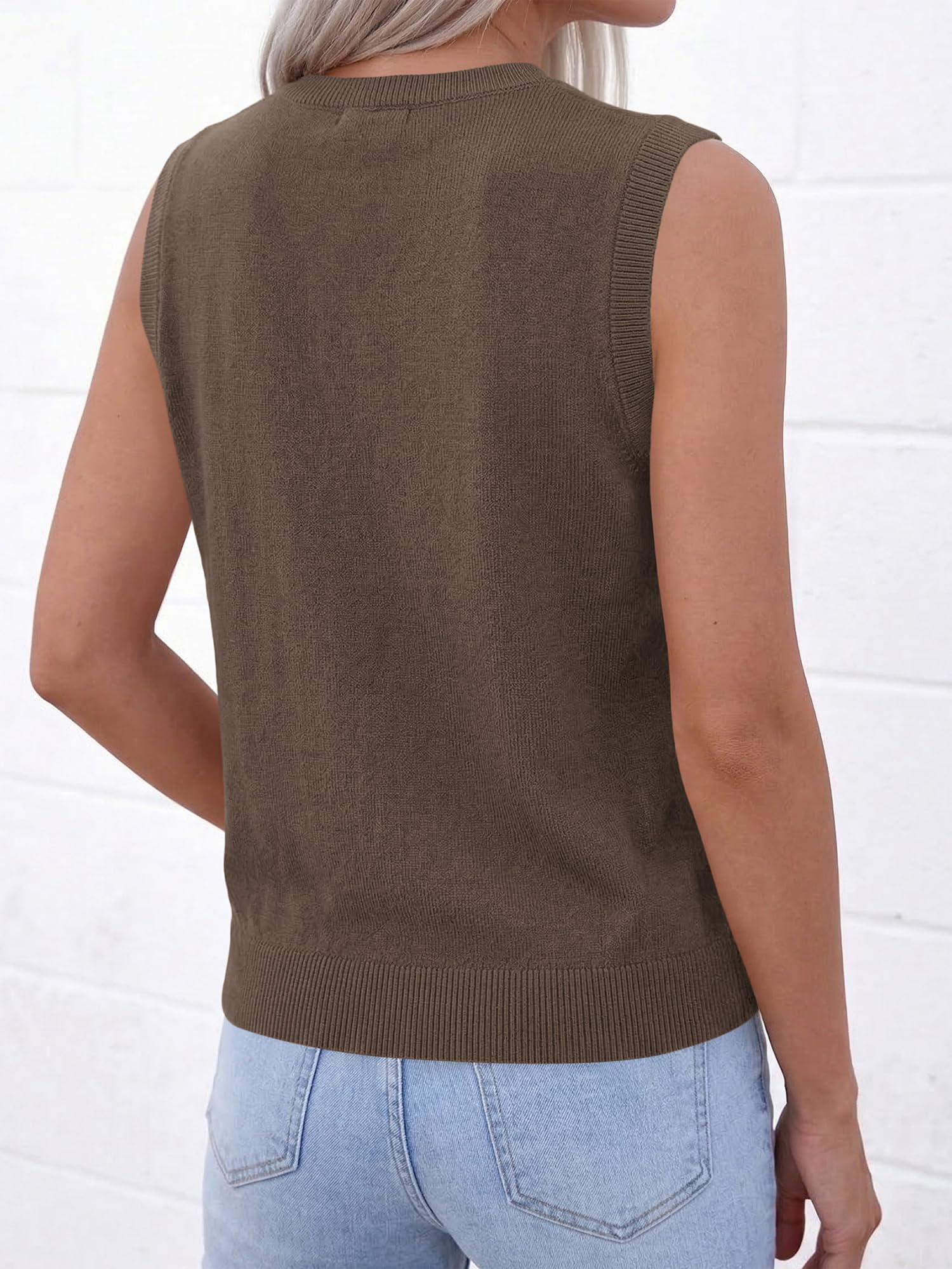 BTFBM Sweater Vest Women Casual Crewneck Loose Button Down Knit Sleeveless Cardigan Spring Clothes Summer Vest Tops
