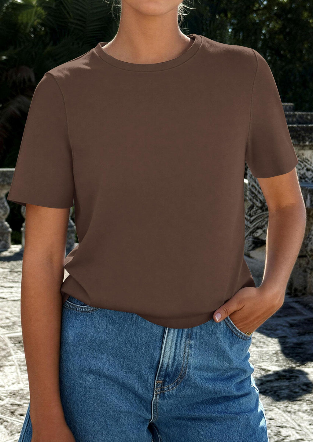 PRETTYGARDEN Womens Summer Tops Casual Basic Crewneck Short Sleeve Shirts Spring Fashion Clothing Going Out Outfits