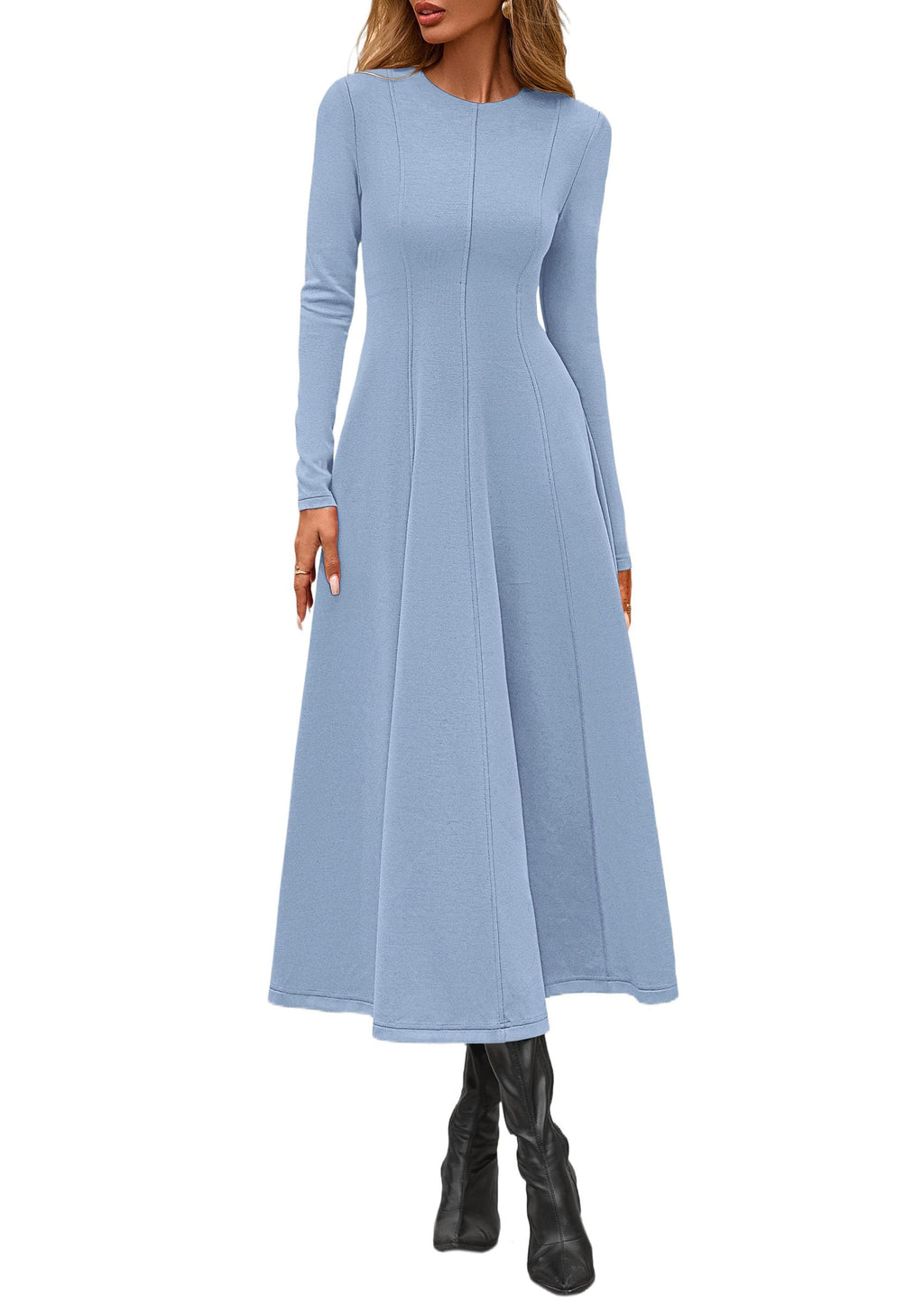 PRETTYGARDEN Cocktail Dresses for Women  Elegant Classy Fall Long Sleeve Midi A Line Flowy Modest Winter Party Dress
