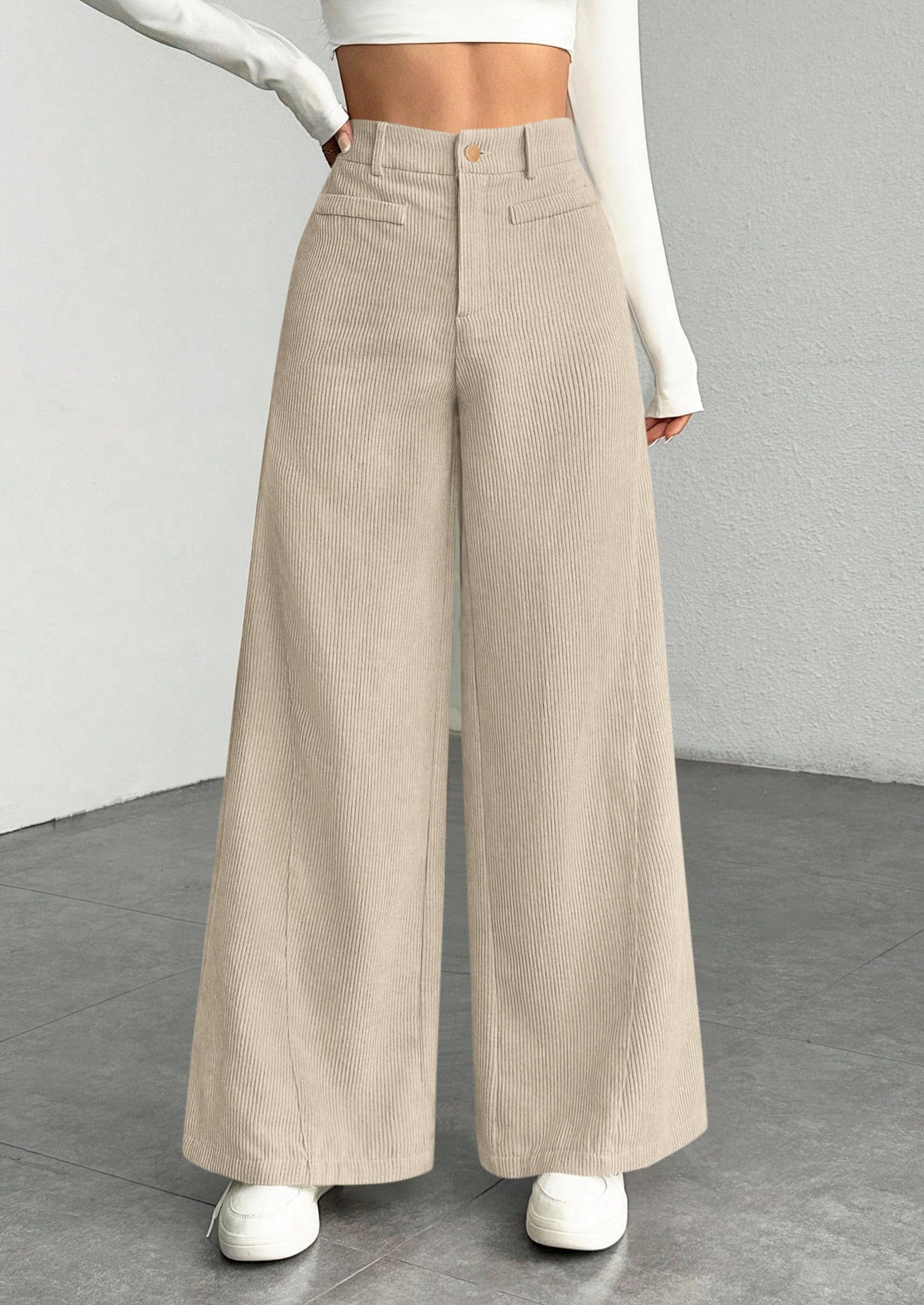 PRETTYGARDEN Women's High Waisted Corduroy Pants Casual