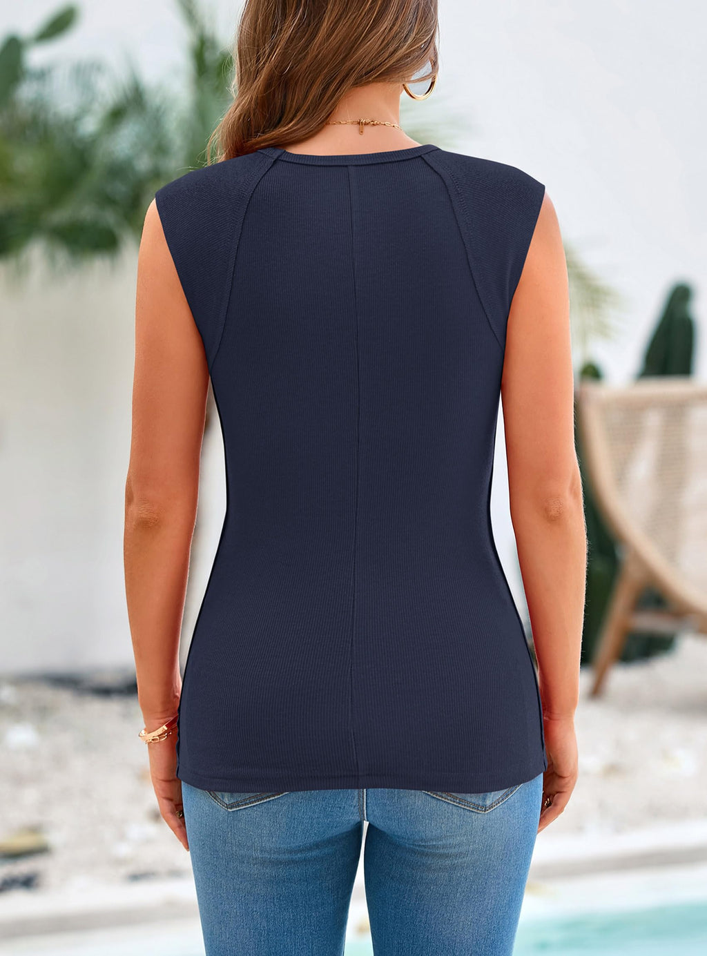 PRETTYGARDEN Women's Ribbed Tank Tops Summer Cap Sleeve Slim Fitted Knit Basic Casual Tee Shirts Trendy Fashion Clothes