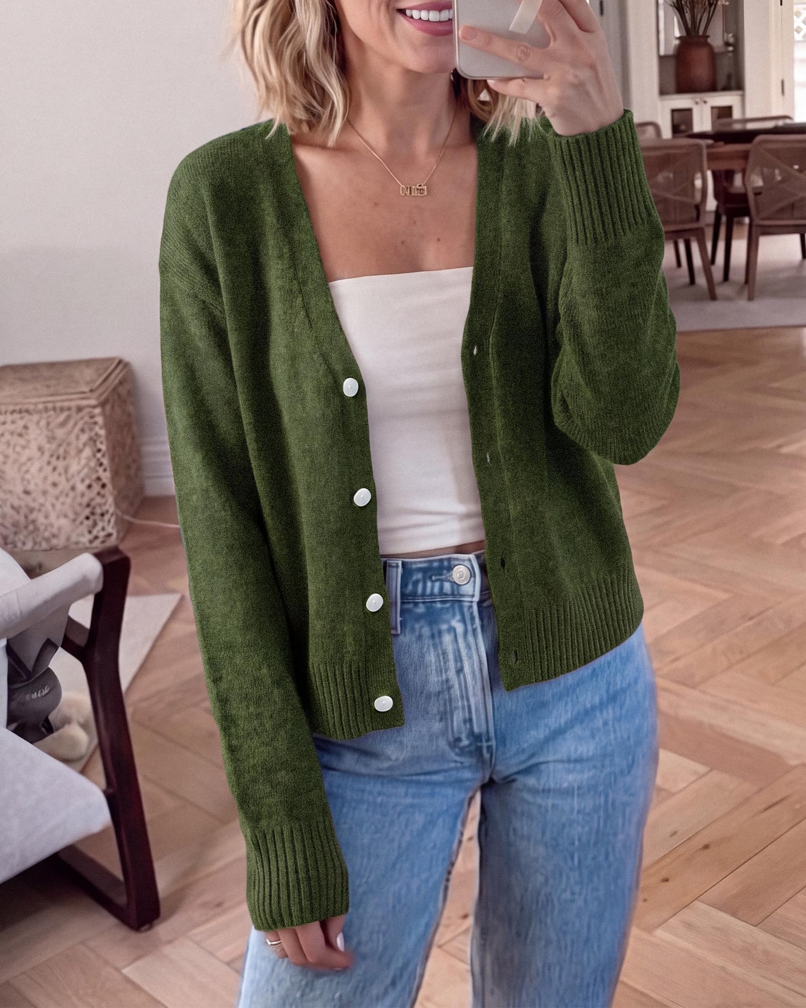 BTFBM V Neck Cardigan Sweaters for Women 2026 | Long Sleeve Knit Sweater, Button Down Shrug Tops, Open Front, Lightweight Cardigans, Business Casual Outfits,Fall Winter Clothing