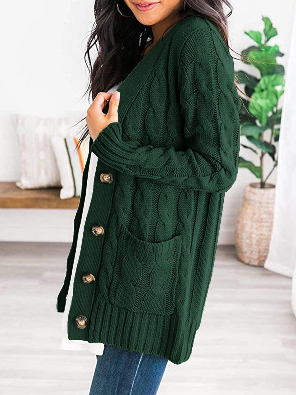 PRETTYGARDEN Women's Open Front Cardigan Sweaters Fall Fashion Button Down Cable Knit Chunky Winter Clothing Outerwear Coats