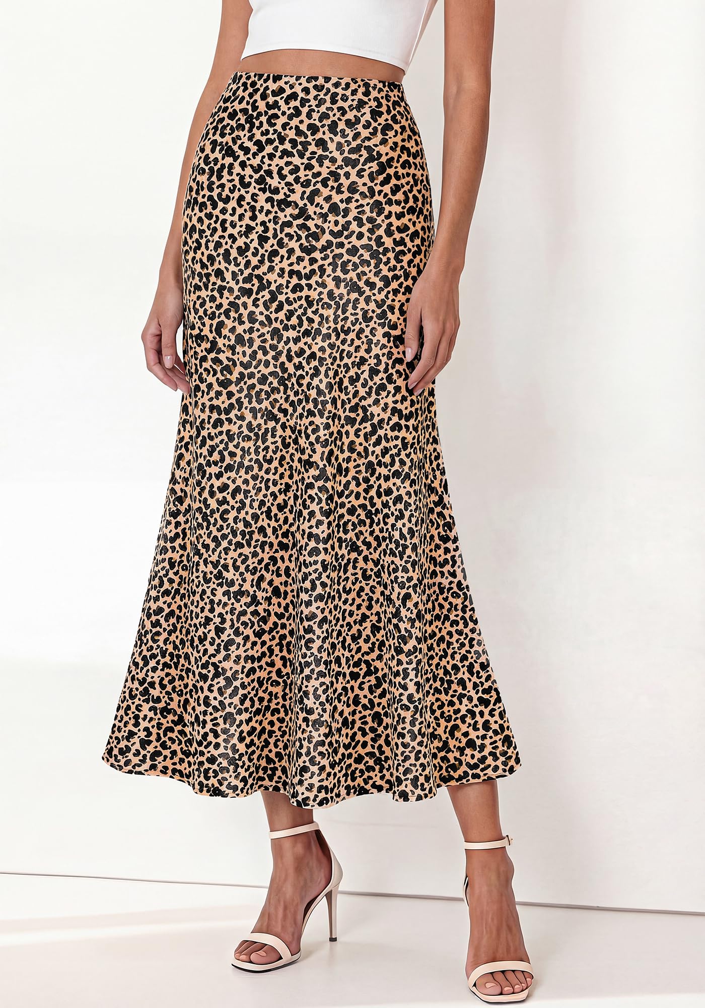 BTFBM Maxi Skirts for Women Summer Spring Boho Lightweight A Line High Waisted Wedding Guest Party Silk Midi Skirt