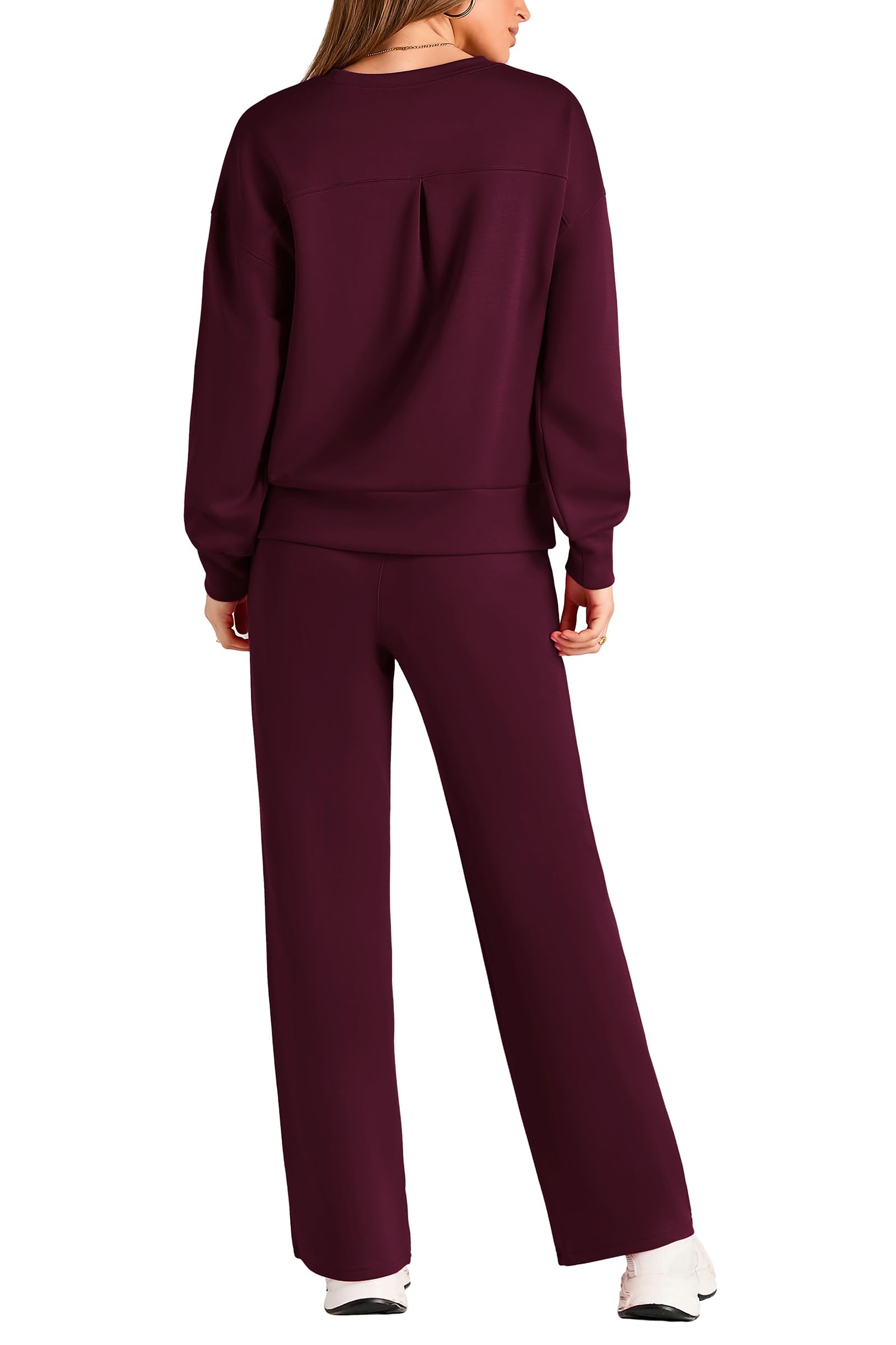 PRETTYGARDEN Womens 2 Piece Outfits Fall Long Sleeve Sweatshirt Wide Leg Pants Lounge Sets Winter Sweatsuits Tracksuit