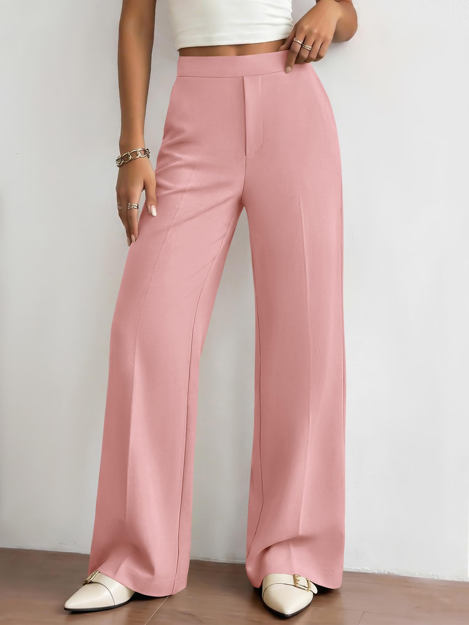 BTFBM Womens Dress Pants Wide Leg Trousers Pockets | High Waisted Long Business Casual Slacks Fall Fashion