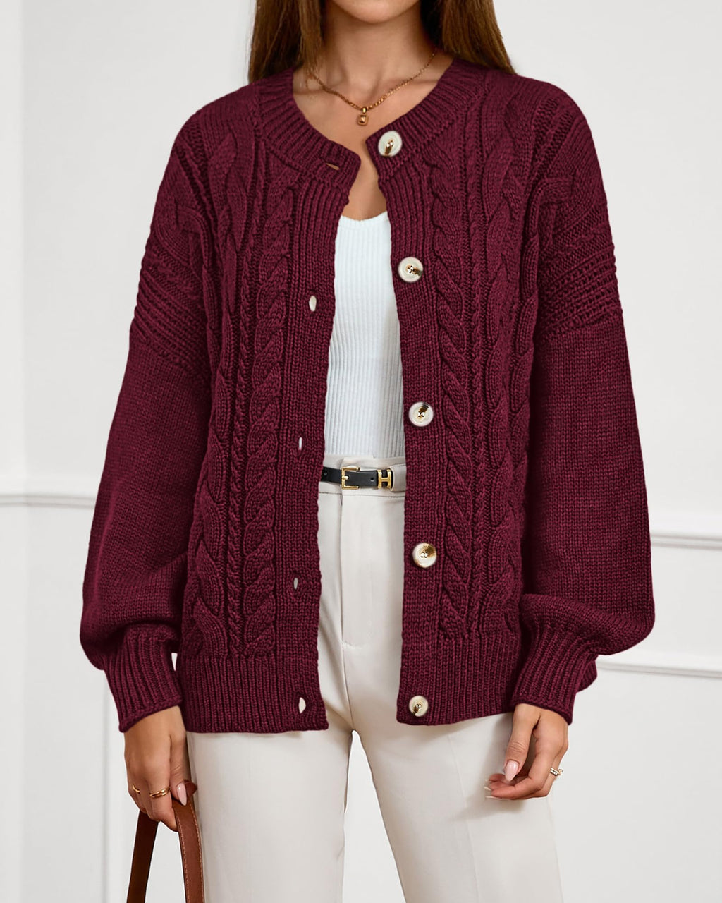 FreshPretty Chunky Cardigan Sweaters for Women Fall Fashion Button Long Sleeve Loose Cable Knit Winter Coats Outerwear