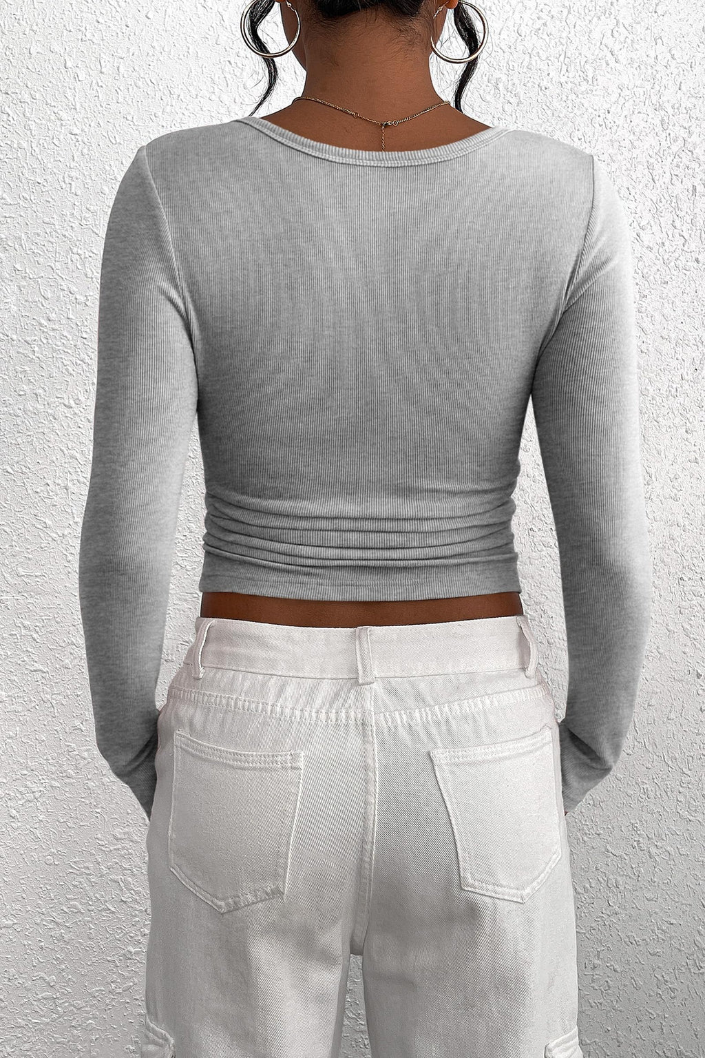 PRETTYGARDEN Women's Fall Long Sleeve Henley T Shirts Button Ribbed Knit Slim Fit Basic Tops Blouse Casual Outfits