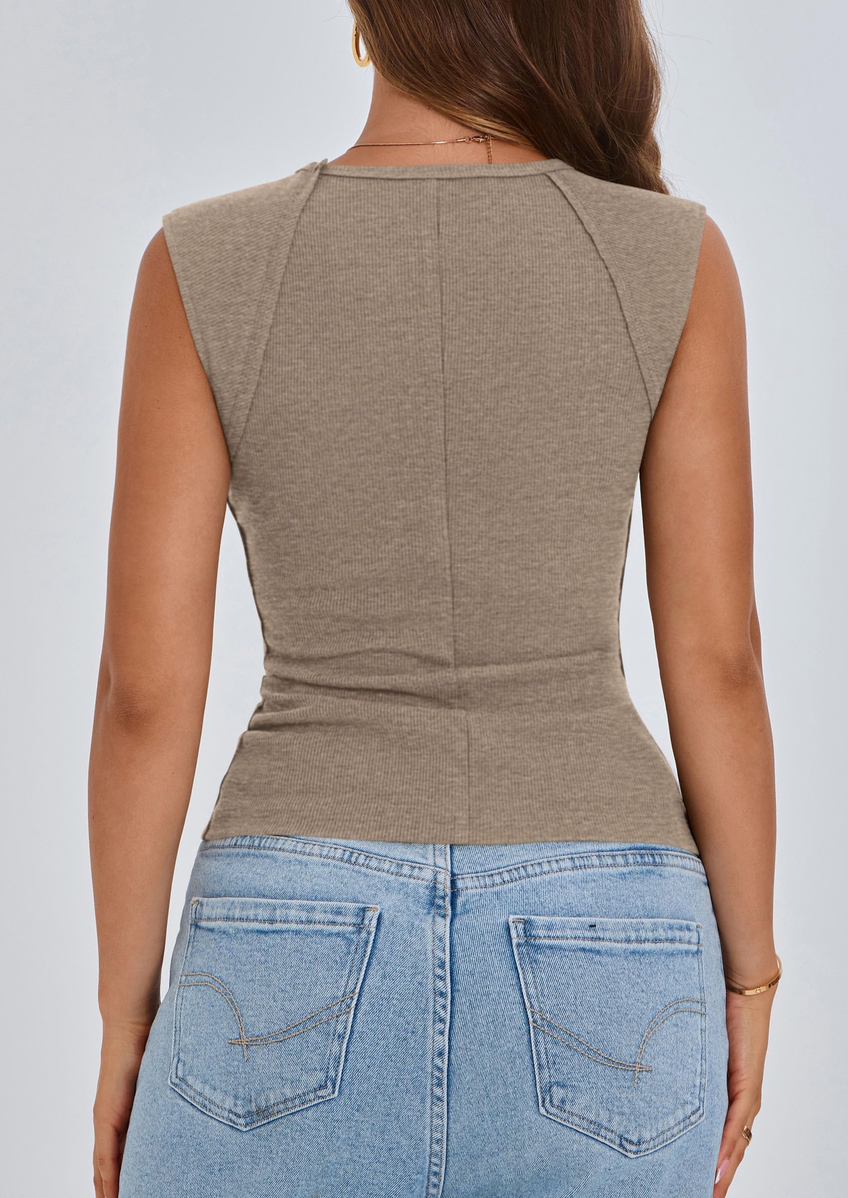 PRETTYGARDEN Women's Ribbed Tank Tops Summer Cap Sleeve Slim Fitted Knit Basic Casual Tee Shirts Trendy Fashion Clothes