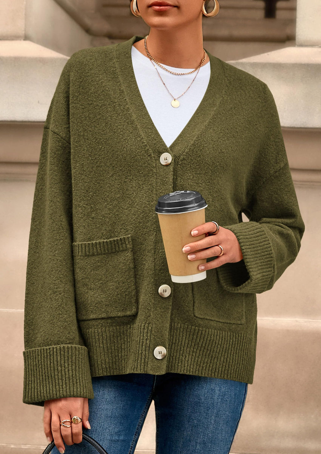 PRETTYGARDEN Women's Oversized Cardigan Sweaters Trendy Chunky Knit Long Sleeve V Neck Button Down Fall Winter Outfits