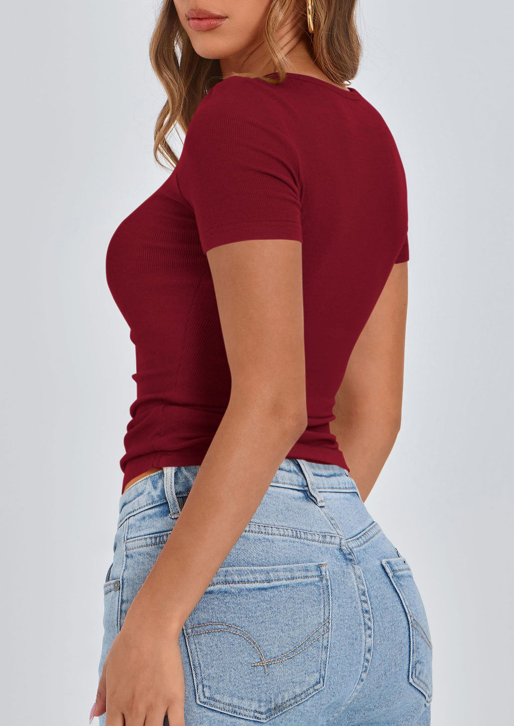 PRETTYGARDEN Women's  Fall Summer Short Sleeve Tops Ribbed Henley Button Slim Fit Basic Casual T Shirts Blouse Clothing