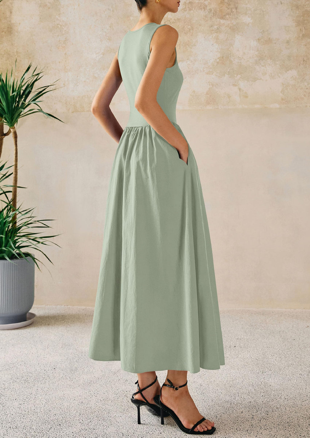 PRETTYGARDEN Maxi Dresses for Women Summer Casual Sleeveless Patchwork Flowy Vacation Sundress Knit Long Work Tank Dress