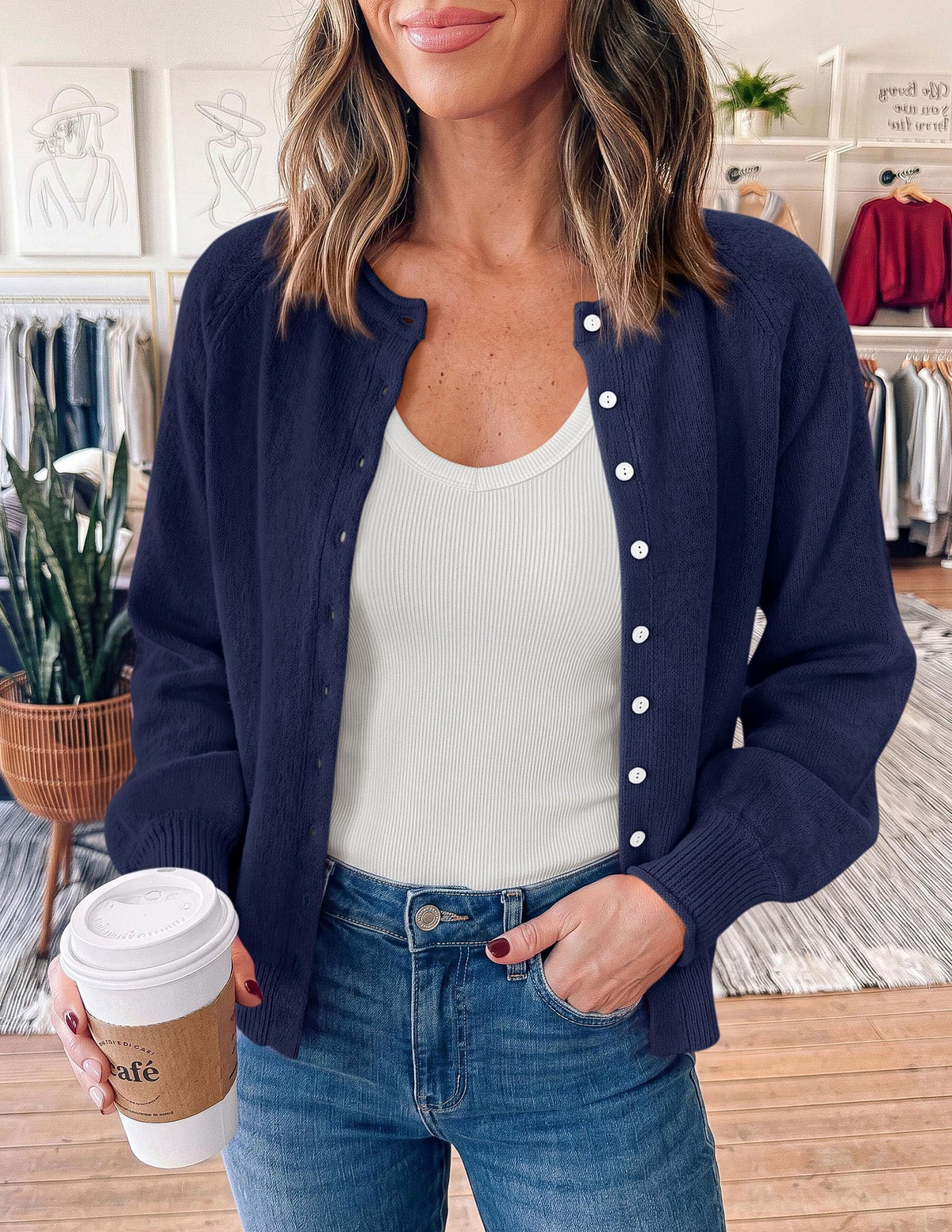 PRETTYGARDEN Women's Knit Cardigan Lightweight Cozy Sweaters Comfy Long Sleeve Work Tops, Button Down Shirts, Rolled Edges, Casual Fall Clothes for Going Out, Holiday, Winter Layering