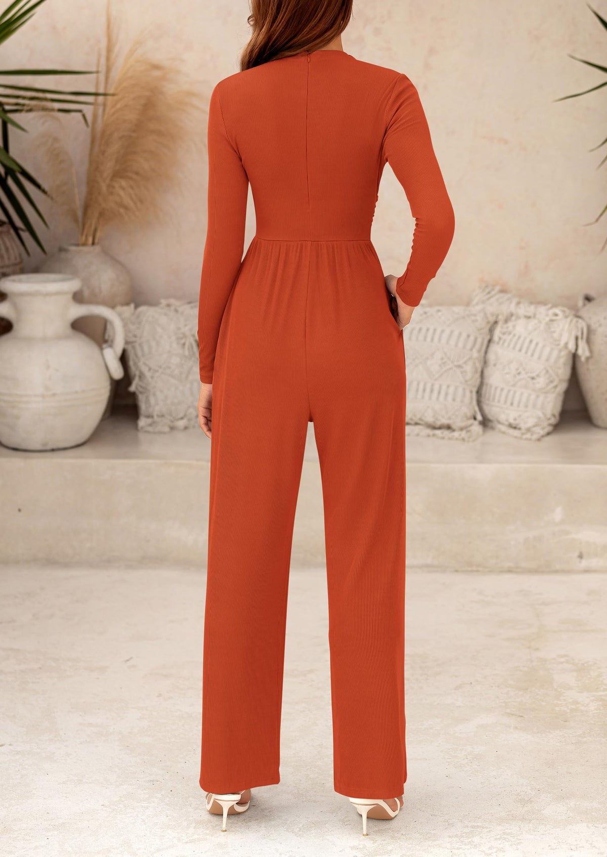 PRETTYGARDEN Womens Jumpsuit Dressy Casual Spring Fall Fashion One Piece Outfits Long Sleeve Mock Neck Wide Leg Pants Rompers