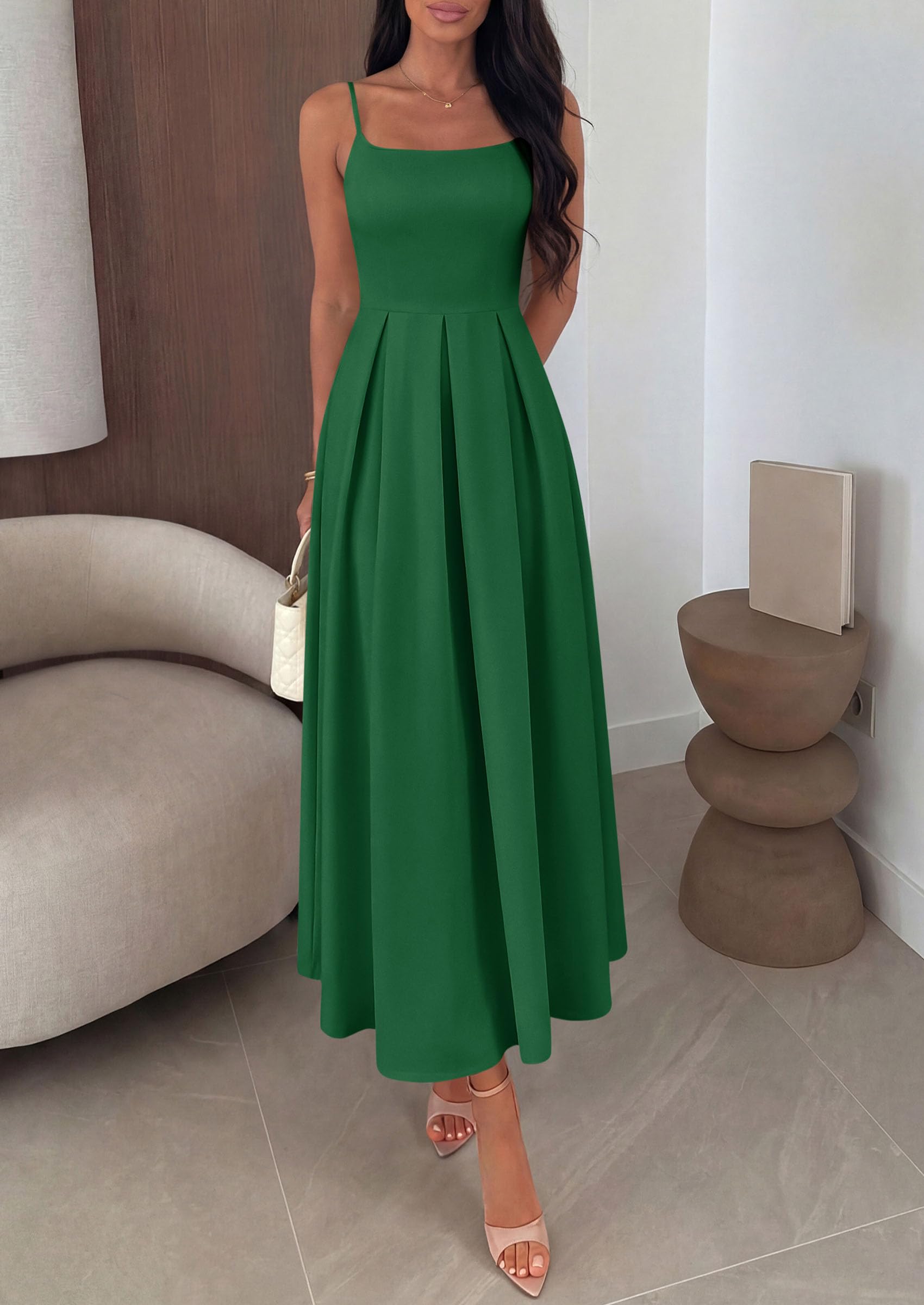 PRETTYGARDEN Cocktail Dresses for Women  Spring Elegant Ruffle A Line Long Flowy Summer Formal Wedding Guest Maxi Dress