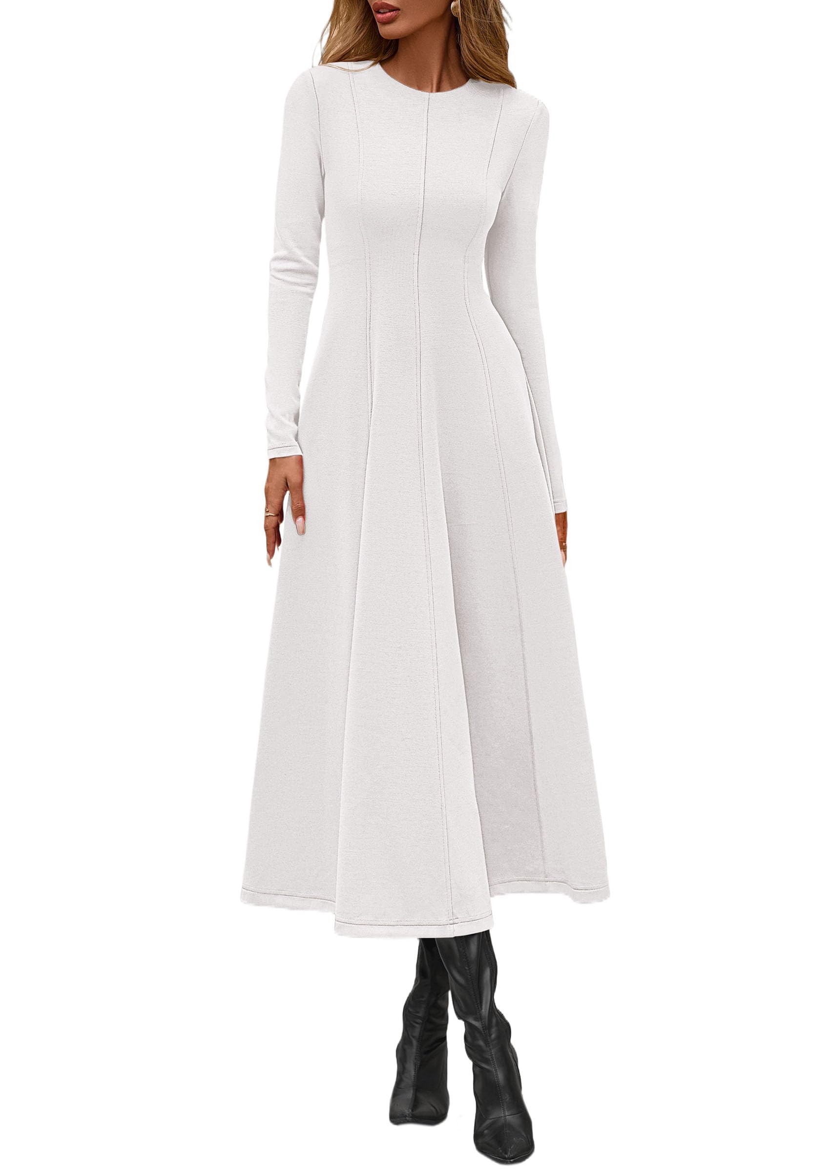 PRETTYGARDEN Cocktail Dresses for Women  Elegant Classy Fall Long Sleeve Midi A Line Flowy Modest Winter Party Dress
