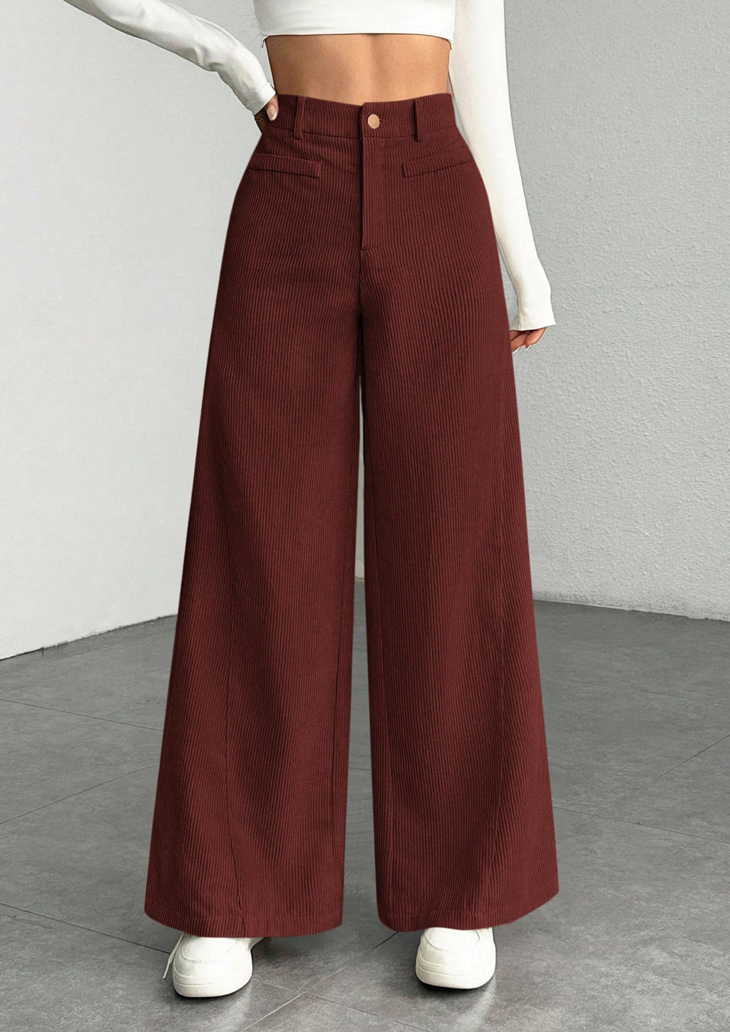 PRETTYGARDEN Women's High Waisted Corduroy Pants Casual