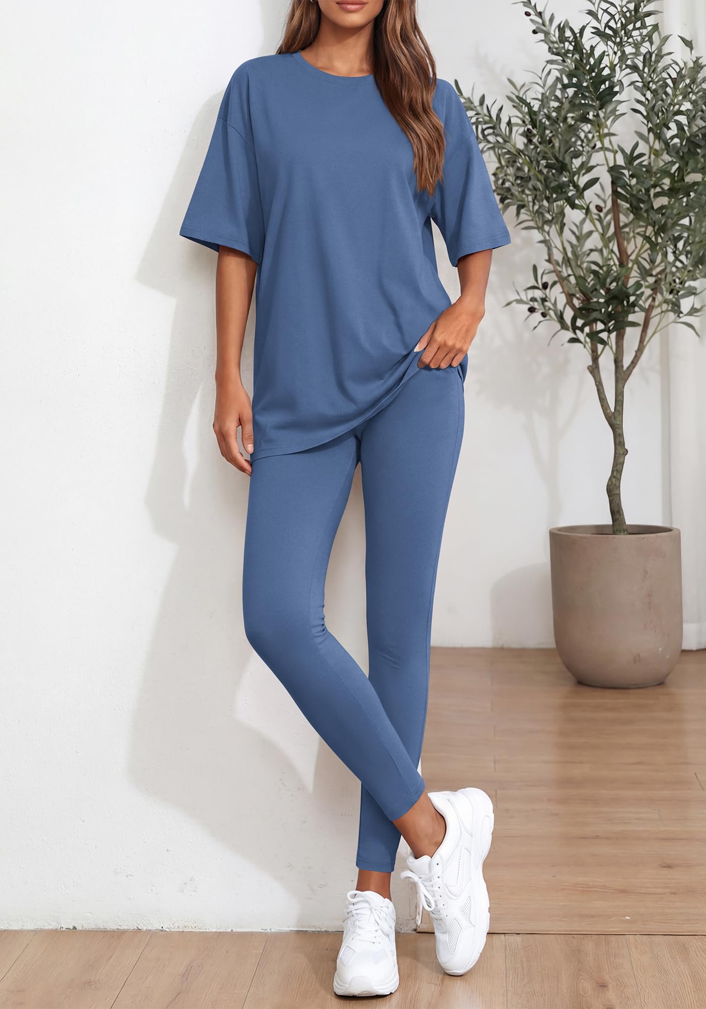 BTFBM Two Piece Lounge Set Women Spring Casual Oversized Shirts Leggings Matching Workout Airport Travel Outfits
