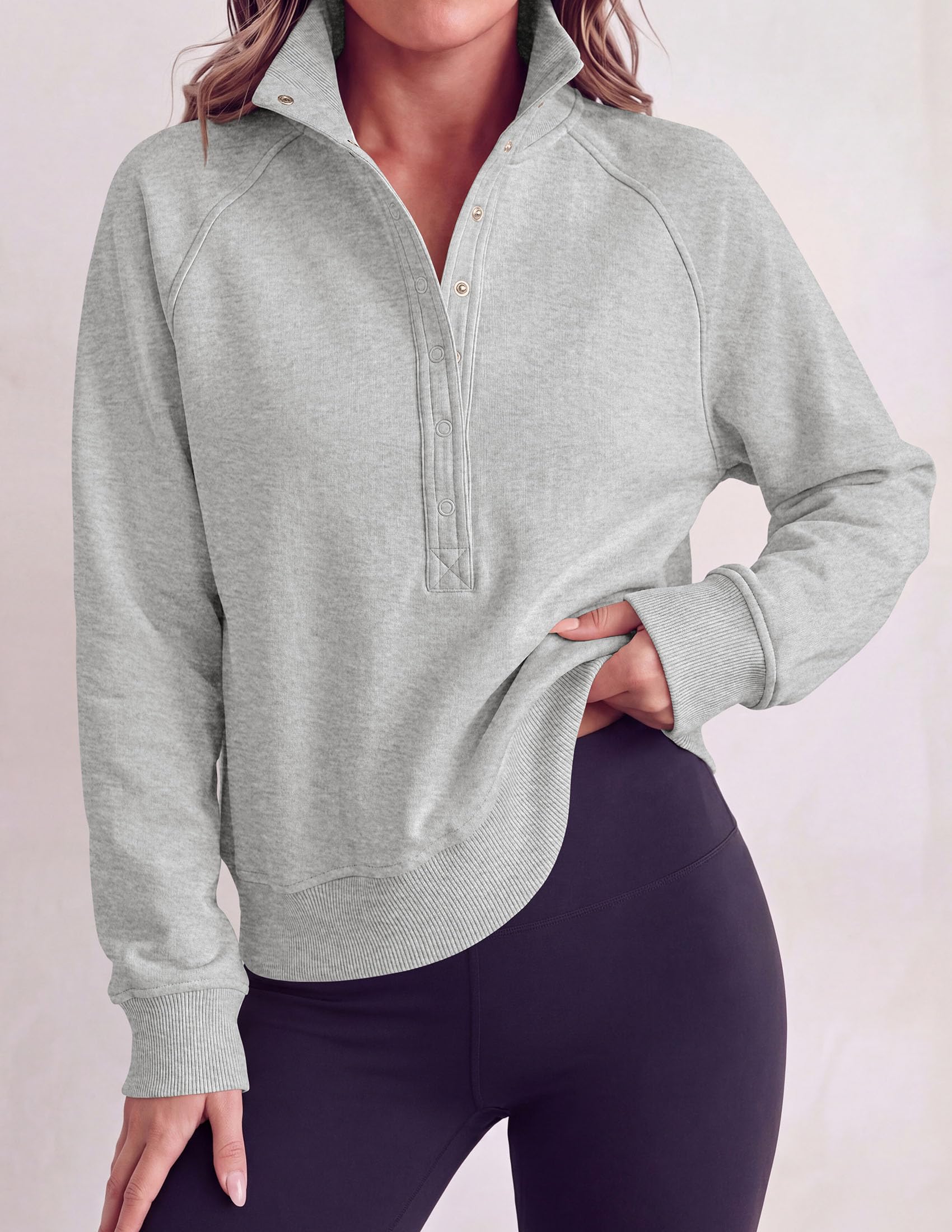 PRETTYGARDEN Women's Fall Trendy Oversized Sweatshirts Comfy Ribbed Fabric, Raglan Long Sleeve Collared, Button Up Henley Pullover Blouse, Casual Workout Tops, Y2K Fashion Clothing
