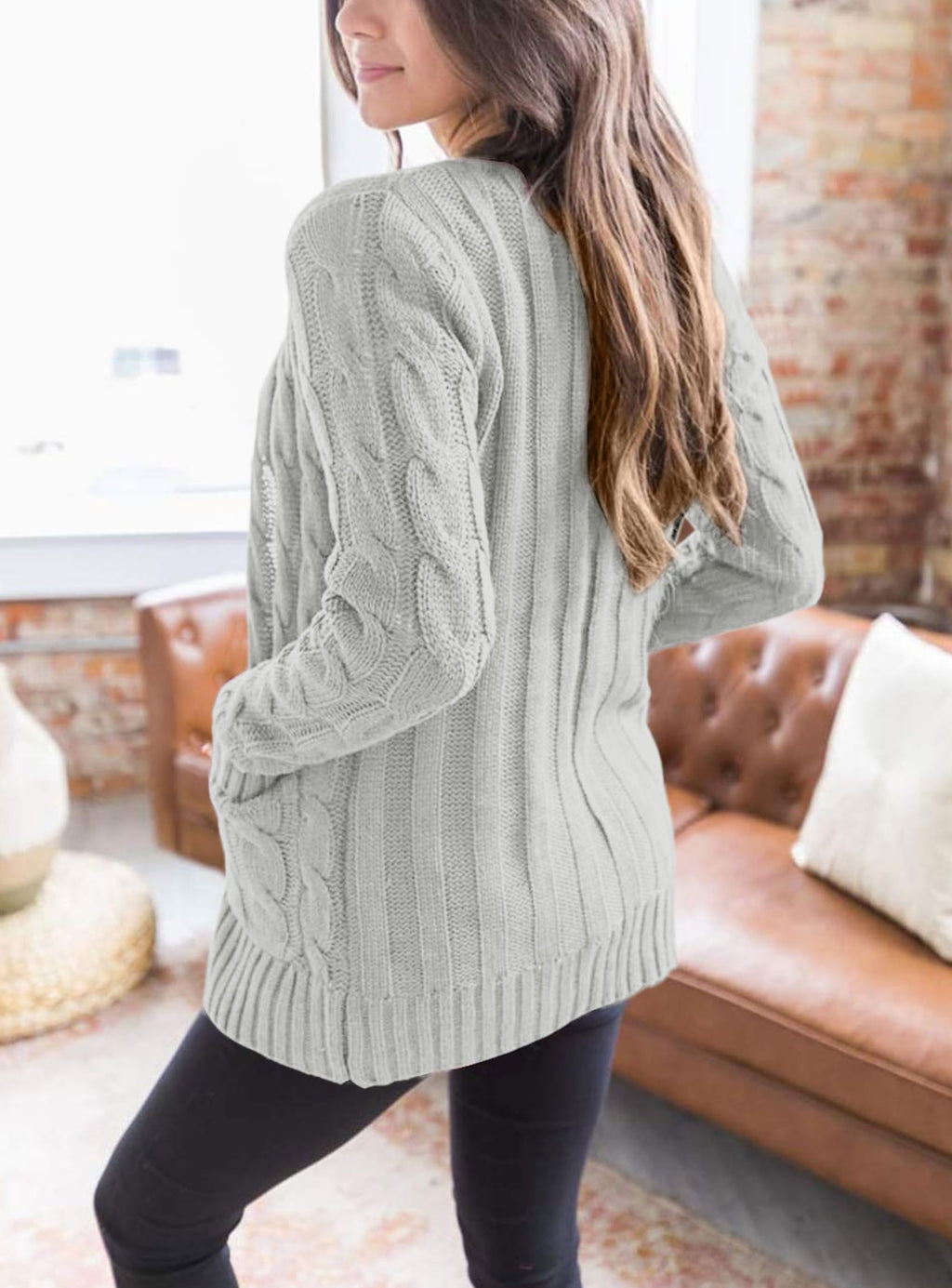 PRETTYGARDEN Women's Open Front Cardigan Sweaters Fall Fashion Button Down Cable Knit Chunky Winter Clothing Outerwear Coats