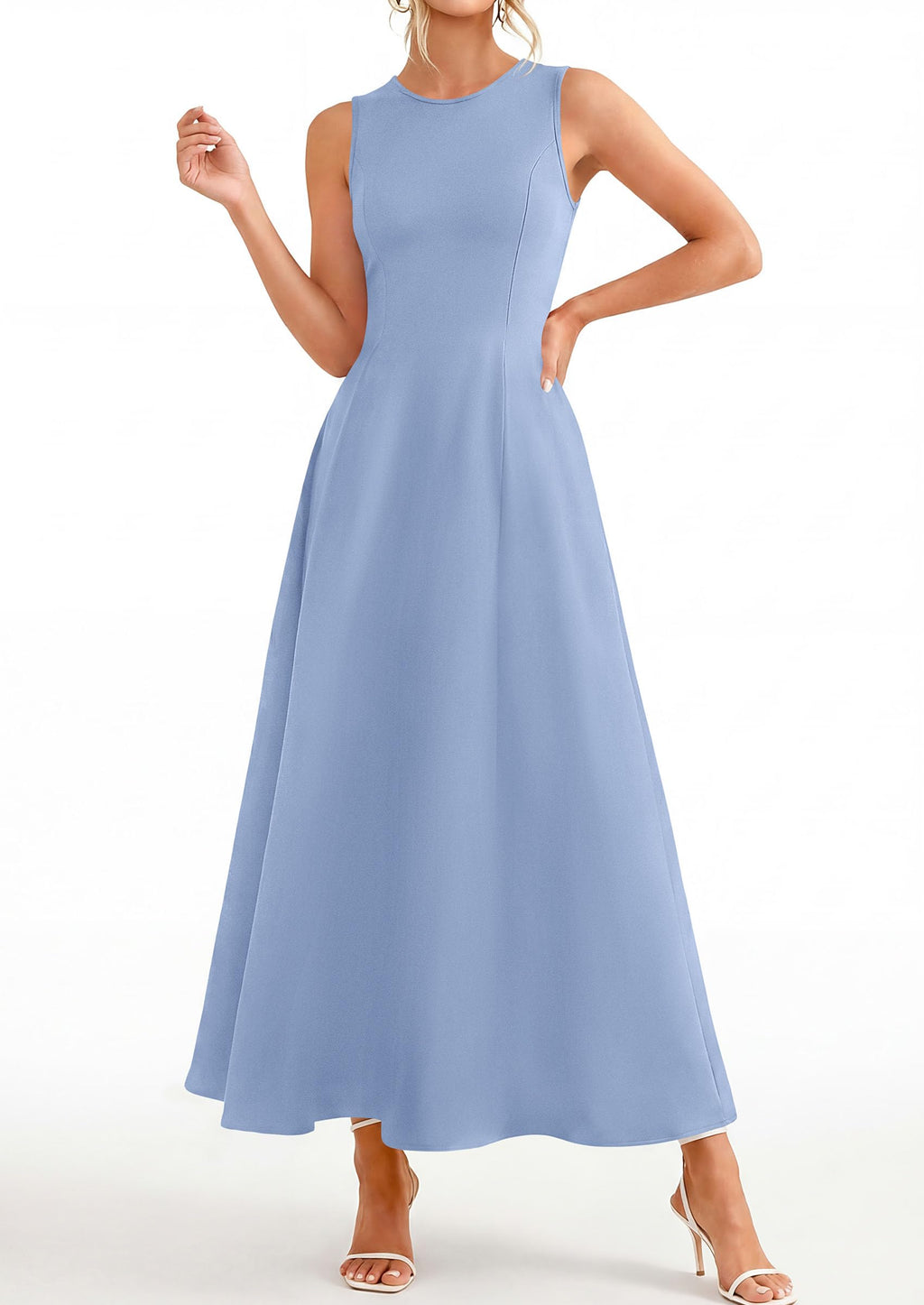 PRETTYGARDEN Women's Maxi Dress Summer Wedding Guest Spring A Line Long Tank Flowy Modest Sleeveless Cocktail Dresses