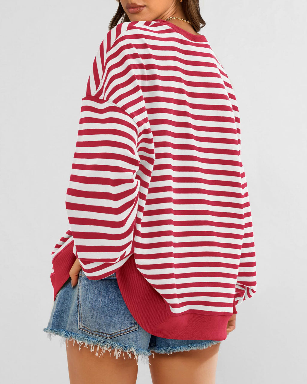 BTFBM Sweatshirt For Women Summer Crewneck Long Sleeve Oversized Striped Pullover Tops Y2K Clothes Workout Shirt