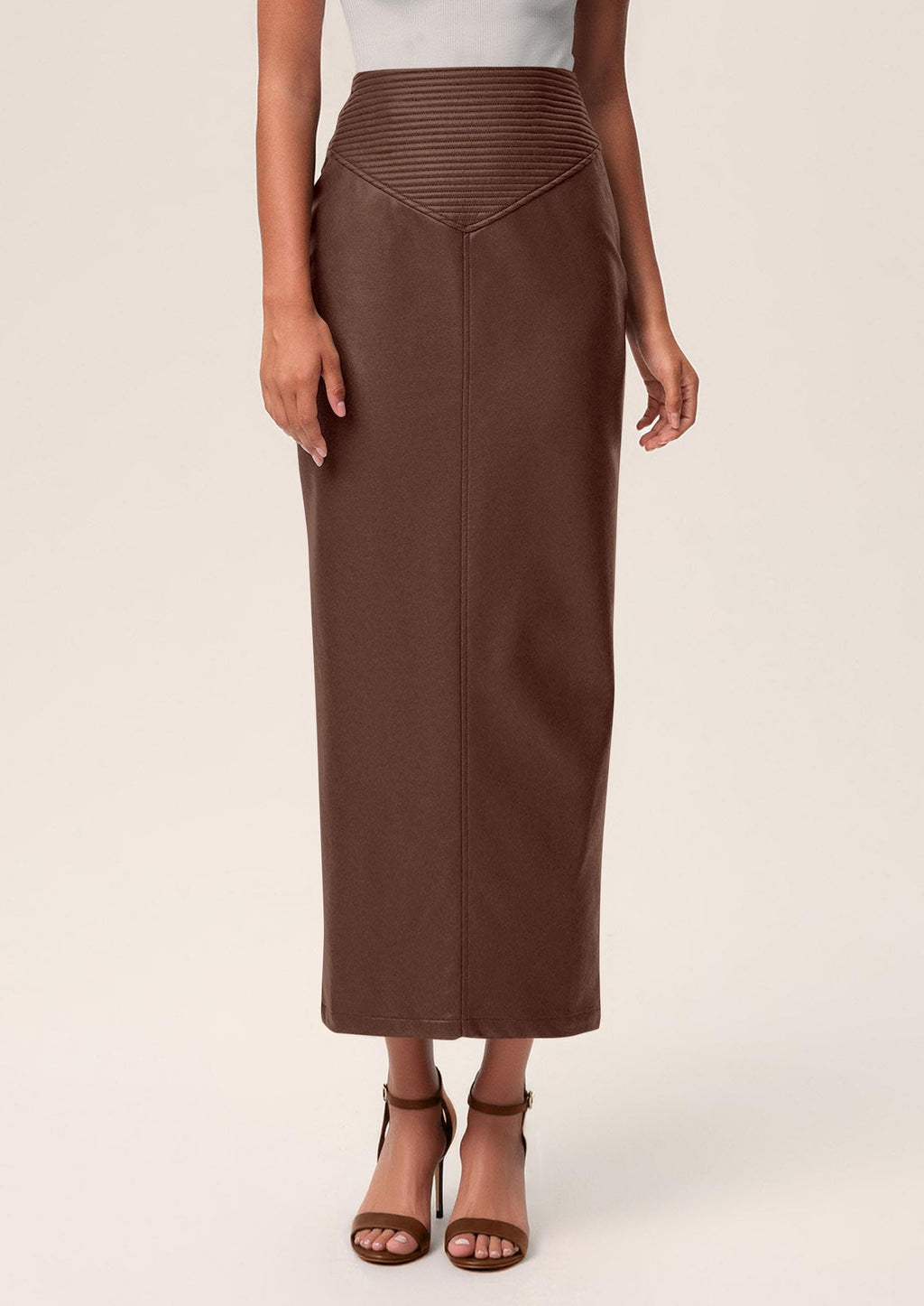 PRETTYGARDEN Long Skirts for Women Fall Fashion Clothing Faux Leather High Waist Dressy Casual Slit Pencil Maxi Skirt