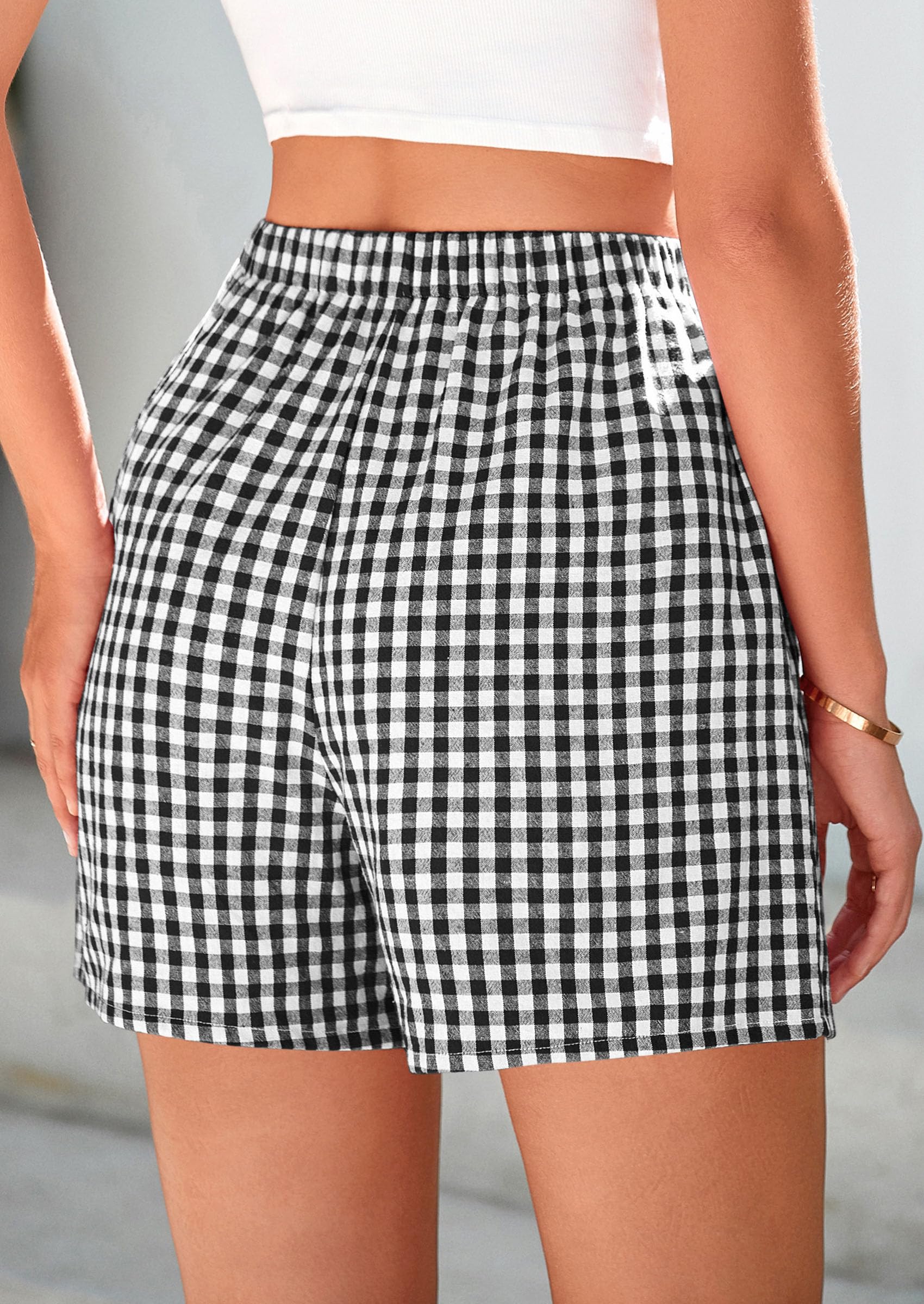 PRETTYGARDEN Womens Shorts Boxers Summer Gingham Pajama Lounge Sleep Y2K Plaid Pj Shorts Beach Bottoms