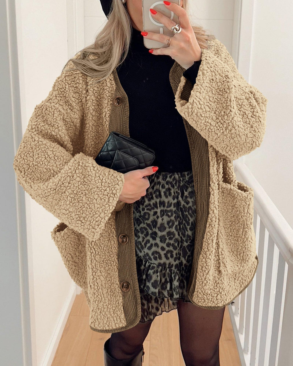 PRETTYGARDEN Women's Winter Coats Long Sleeve Button up Fuzzy Sherpa Fleece Jackets Outerwear Fall Fashion Clothes