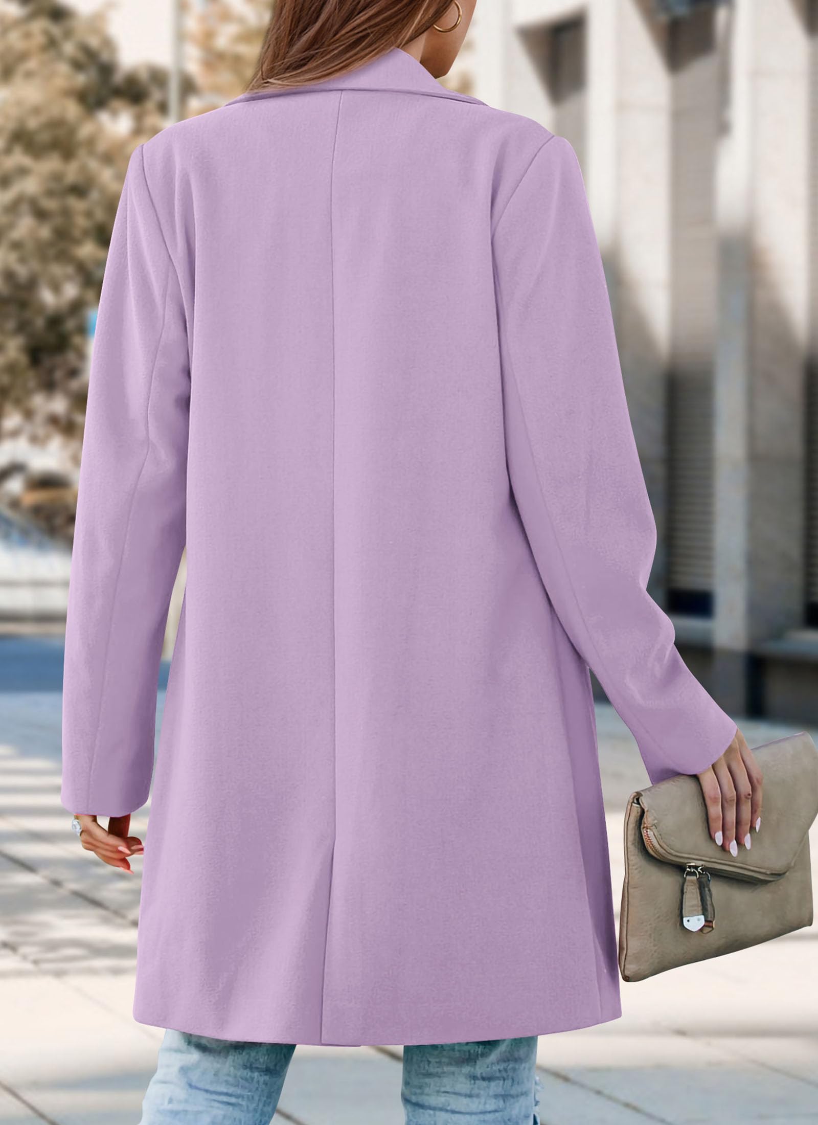 PRETTYGARDEN Women's Spring Fall Long Blazer Jackets Long Sleeve Lapel Pockets Loose Fit Work Casual Blazers Outerwear
