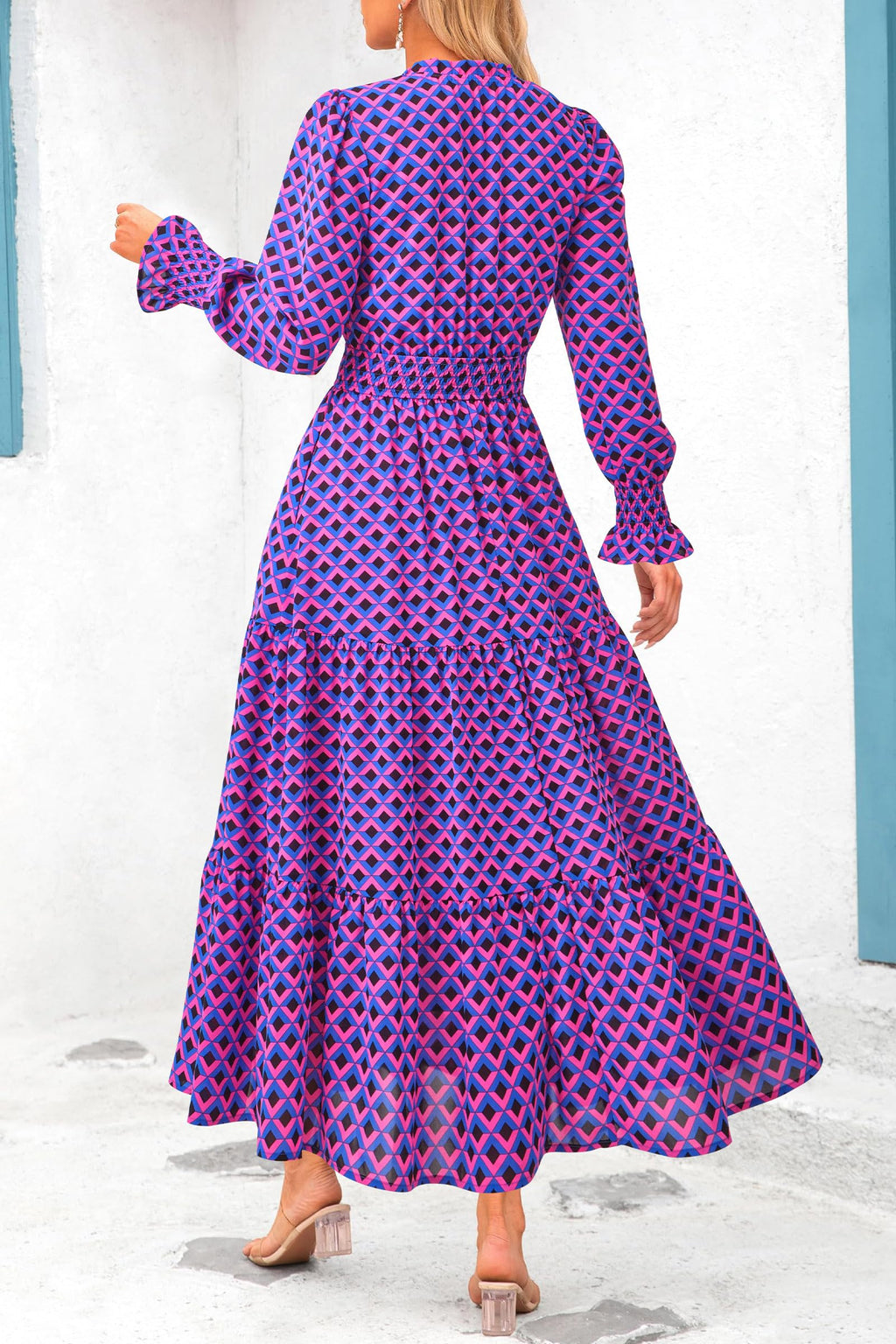 PRETTYGARDEN Women's Floral Maxi Dress Fall Long Sleeve V Neck Casual A Line Long Flowy Boho Party Dresses