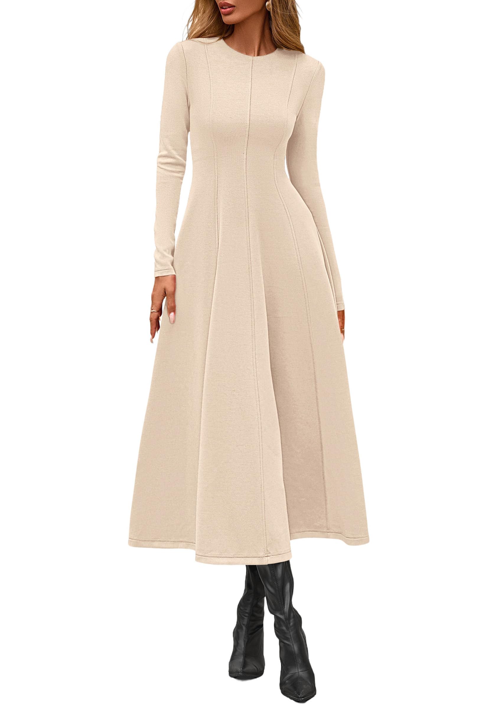 PRETTYGARDEN Cocktail Dresses for Women  Elegant Classy Fall Long Sleeve Midi A Line Flowy Modest Winter Party Dress