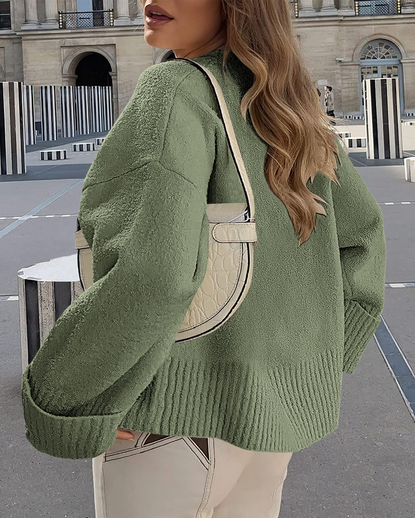 PRETTYGARDEN Women's Fall Oversized Sweaters Casual Crewneck Pullover Long Sleeve Fuzzy Chunky Knit Tops Blouse