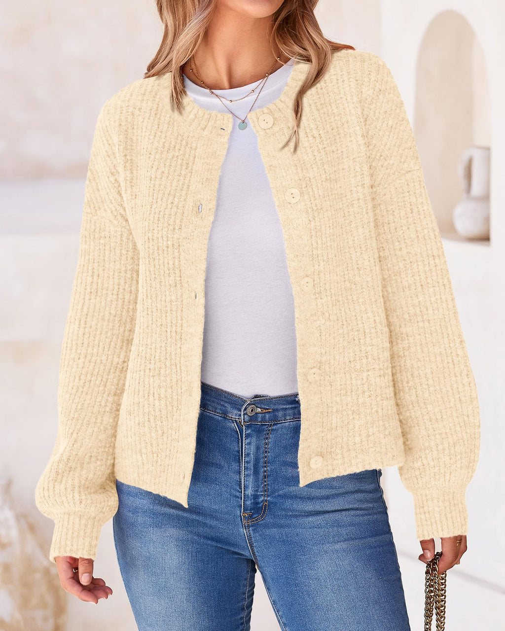 BTFBM Cardigan Sweaters for Women Fall Long Sleeve Button Down Soft Loose Chunky Knit Outwear Cropped Winter Coats