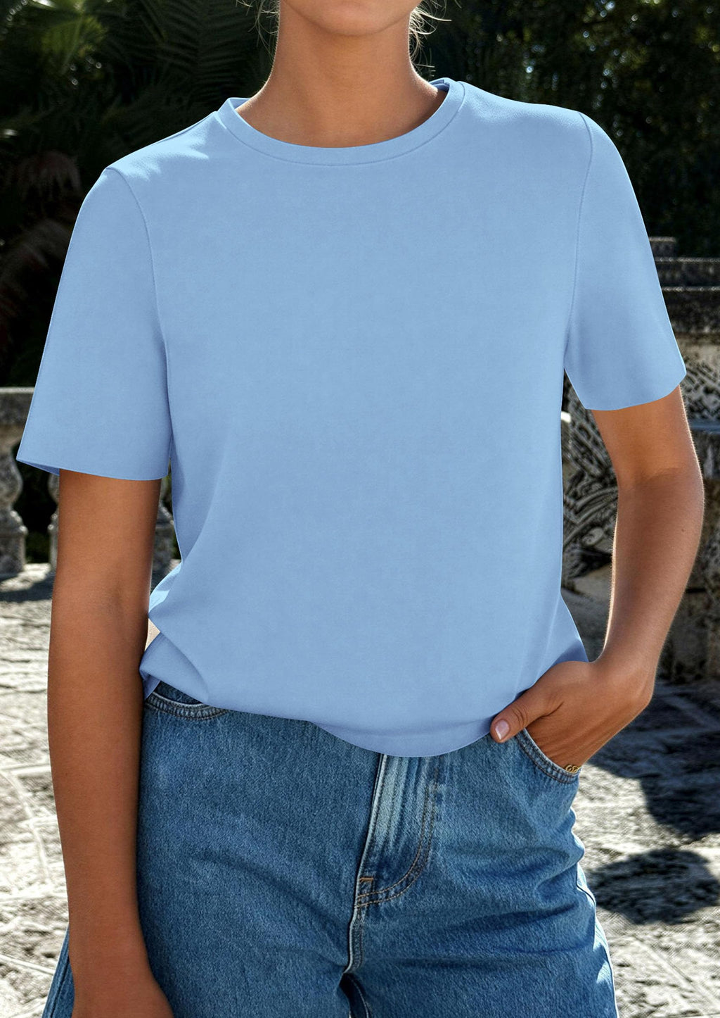 PRETTYGARDEN Womens Summer Tops Casual Basic Crewneck Short Sleeve Shirts Spring Fashion Clothing Going Out Outfits