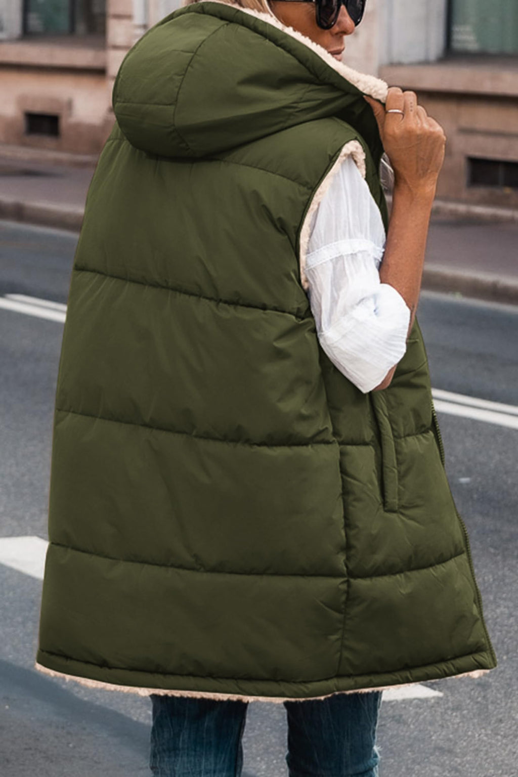 PRETTYGARDEN Womens Fall Reversible Long Vests Sleeveless Fleece Jacket Zip Up Hoodie Pockets Warm Coat Winter Clothing