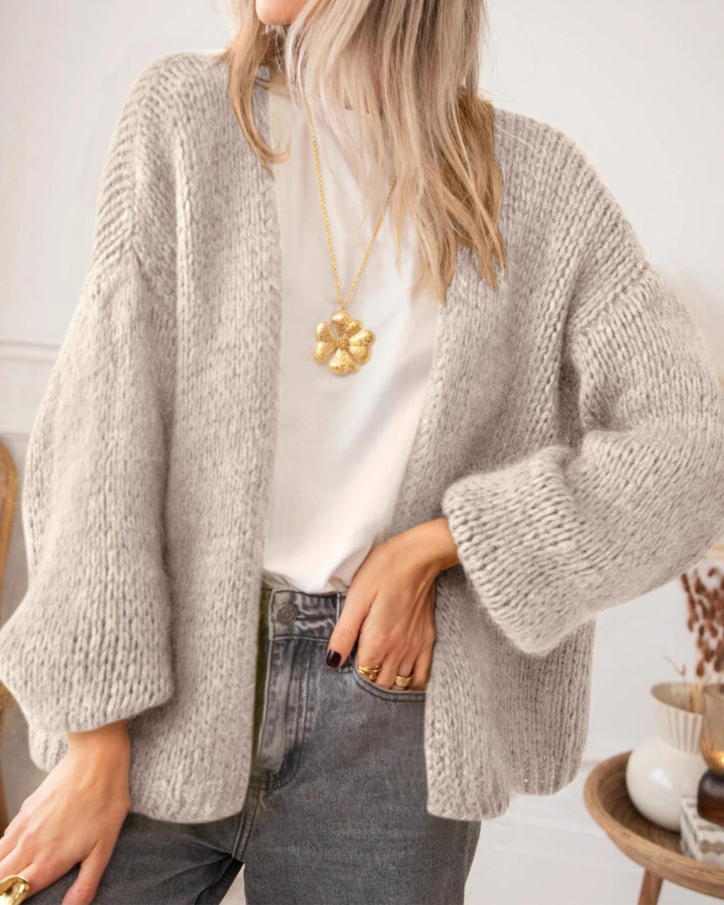 BTFBM Cardigan Sweaters for Women Fall Fashion Clothes | No Button No Pocket Design, Chunky Knit Open Front Cardigans, Ribbed Cuff Long Sleeve Sweater, Loose Winter Coat Clothing