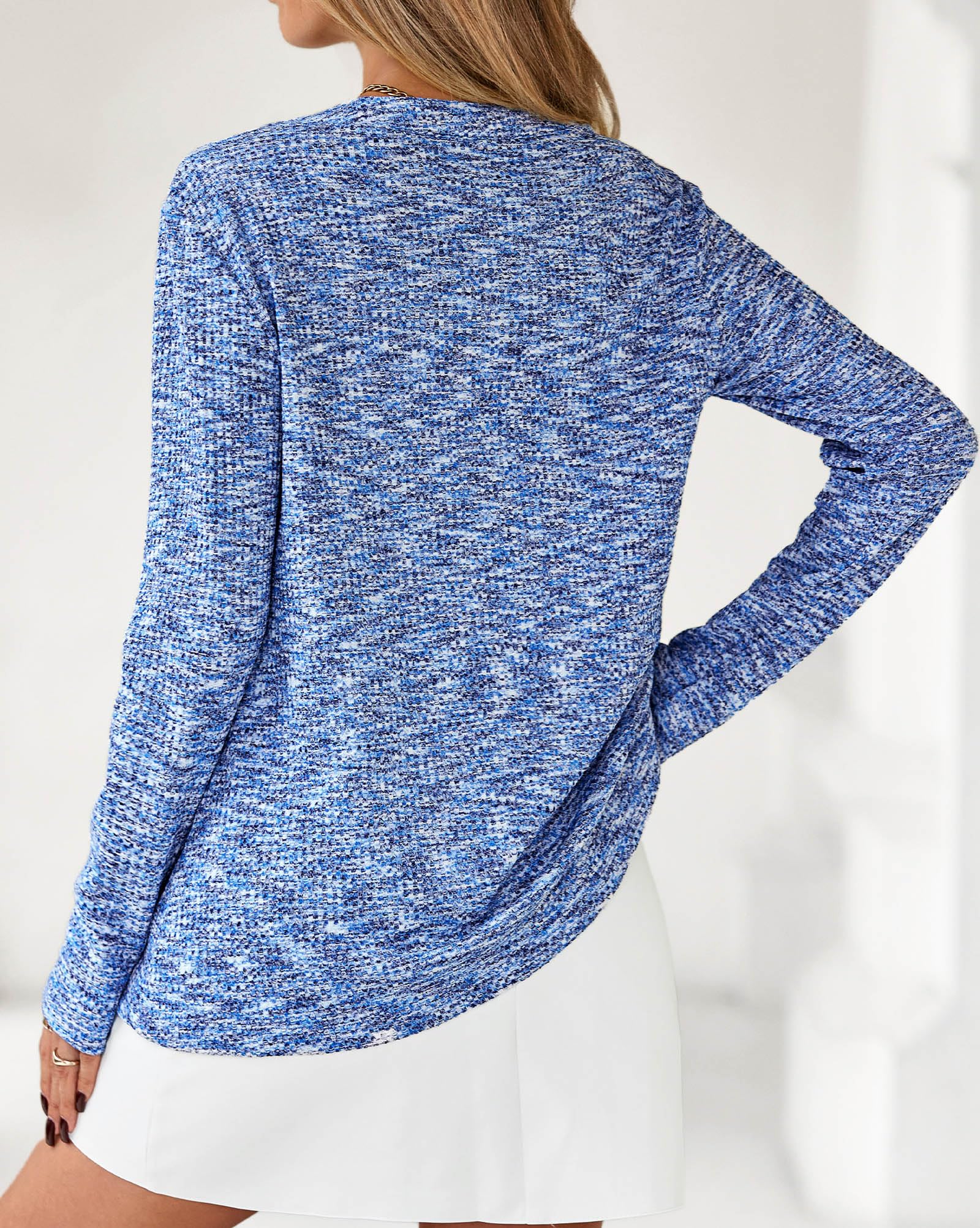 FreshPretty Waffle Knit Tops V Neck Long Sleeve Blouses for Women Dressy Casual Henley Work Shirts Spring Fall Clothes