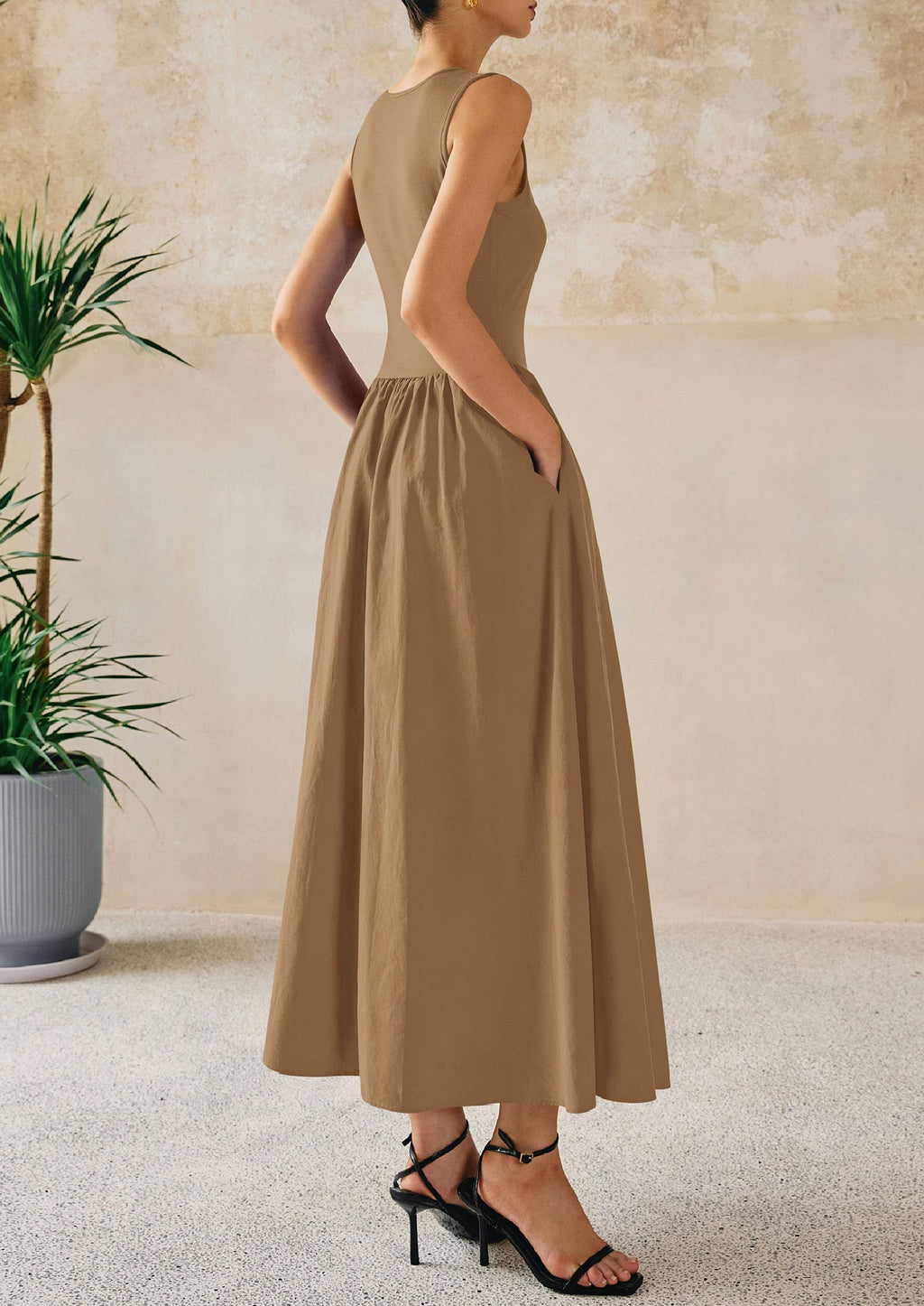 PRETTYGARDEN Maxi Dresses for Women Summer Casual Sleeveless Patchwork Flowy Vacation Sundress Knit Long Work Tank Dress